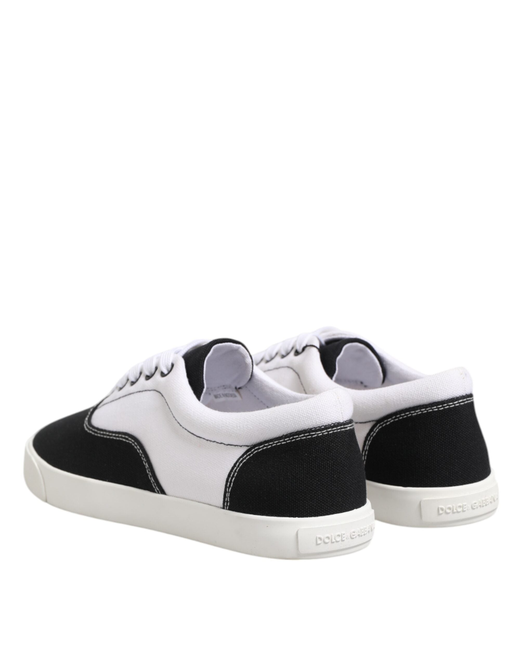 Dolce & Gabbana Black Cotton Canvas Lace Up Men Sneakers Shoes - ACCEXO