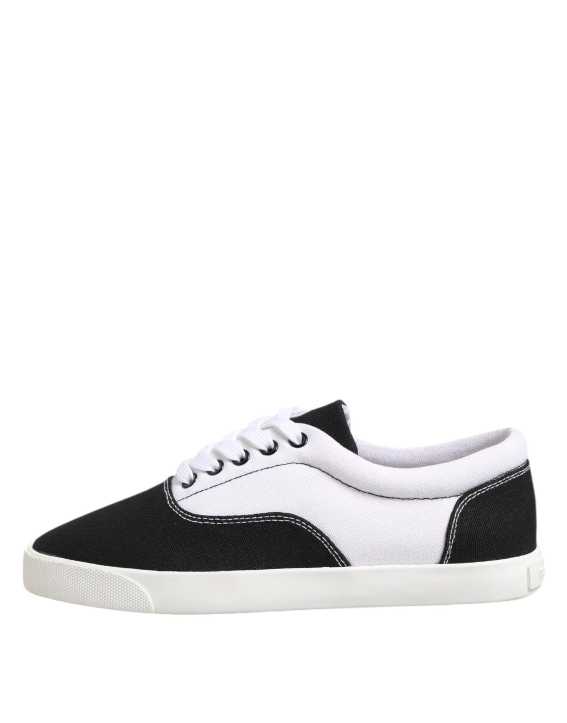 Dolce & Gabbana Black Cotton Canvas Lace Up Men Sneakers Shoes - ACCEXO