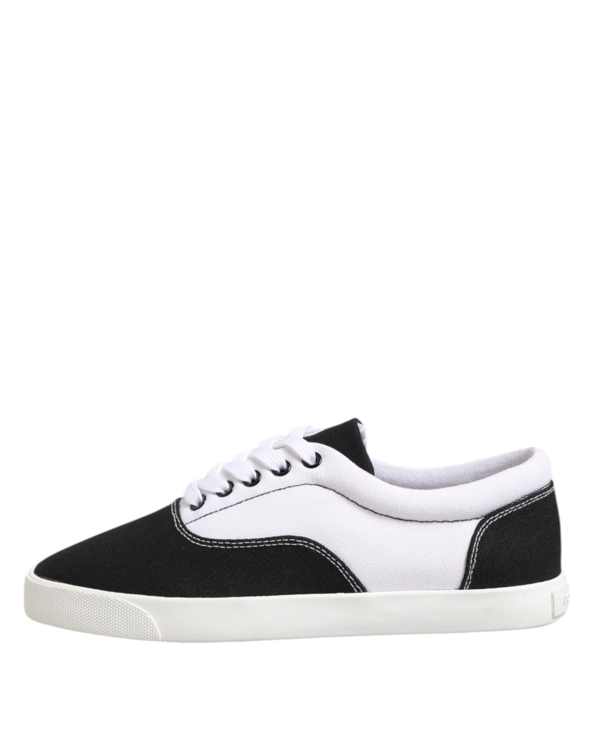 Dolce & Gabbana Black Cotton Canvas Lace Up Men Sneakers Shoes - ACCEXO