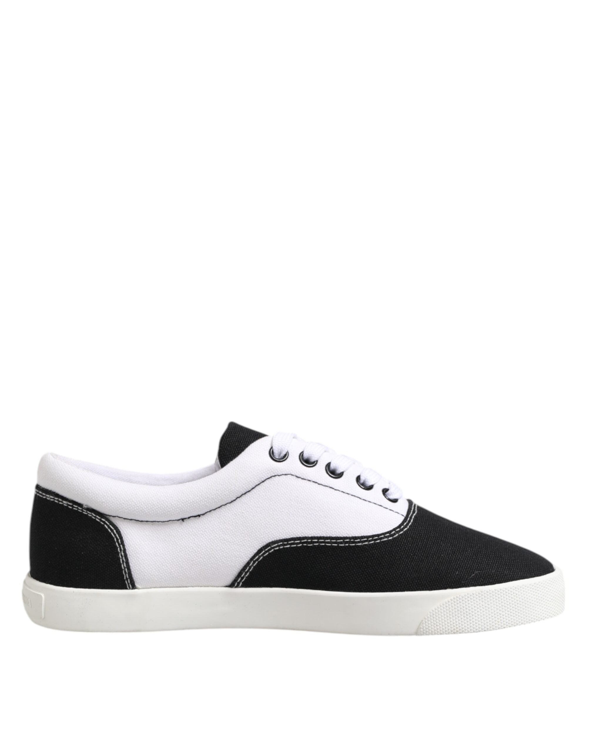 Dolce & Gabbana Black Cotton Canvas Lace Up Men Sneakers Shoes - ACCEXO