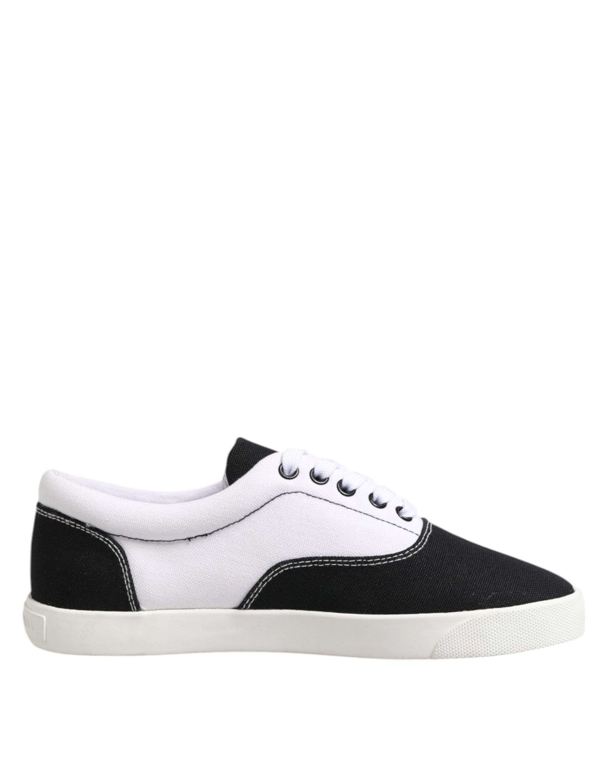 Dolce & Gabbana Black Cotton Canvas Lace Up Men Sneakers Shoes - ACCEXO