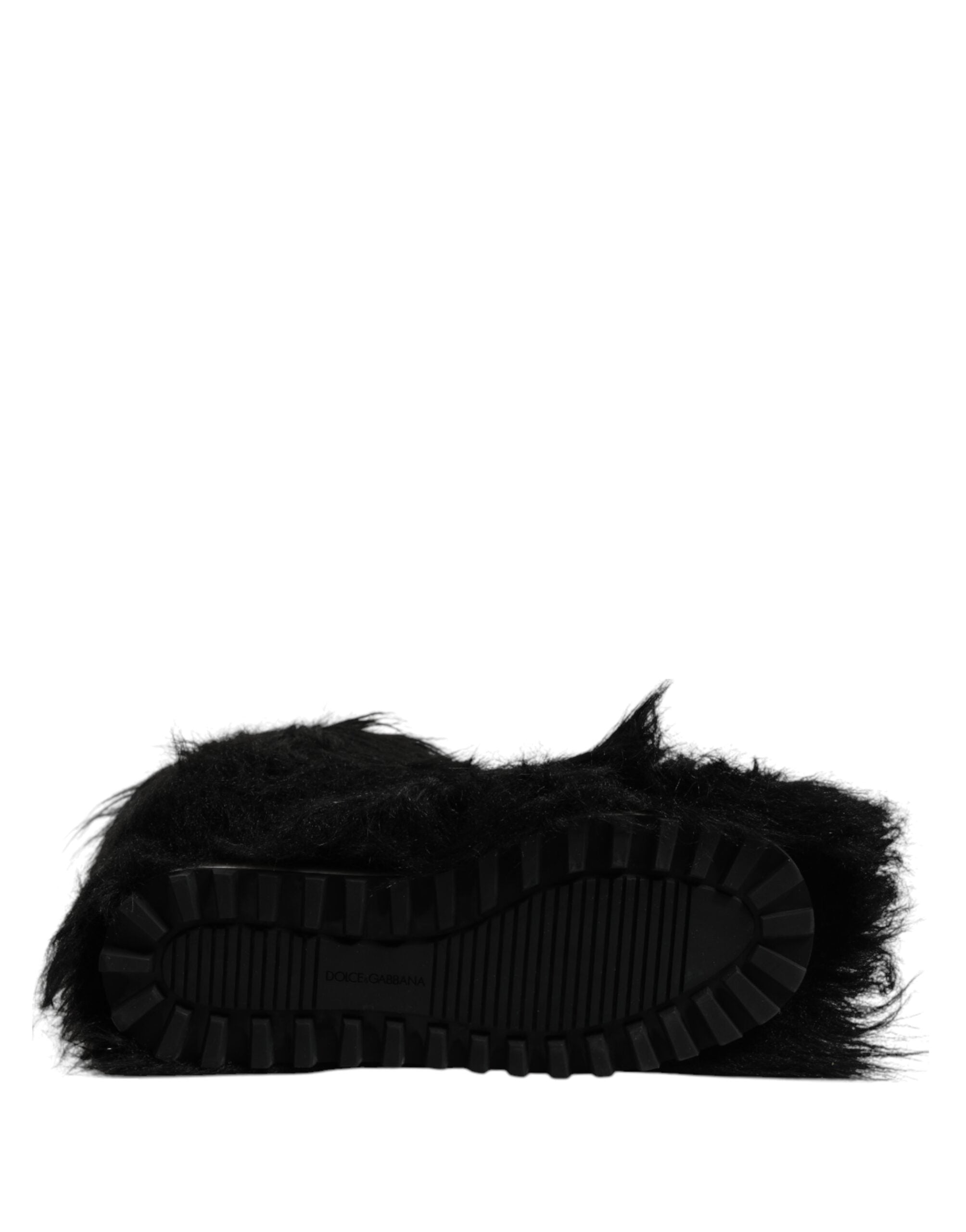 Dolce & Gabbana Black Faux Fur Mid Calf Boots Shoes - ACCEXO