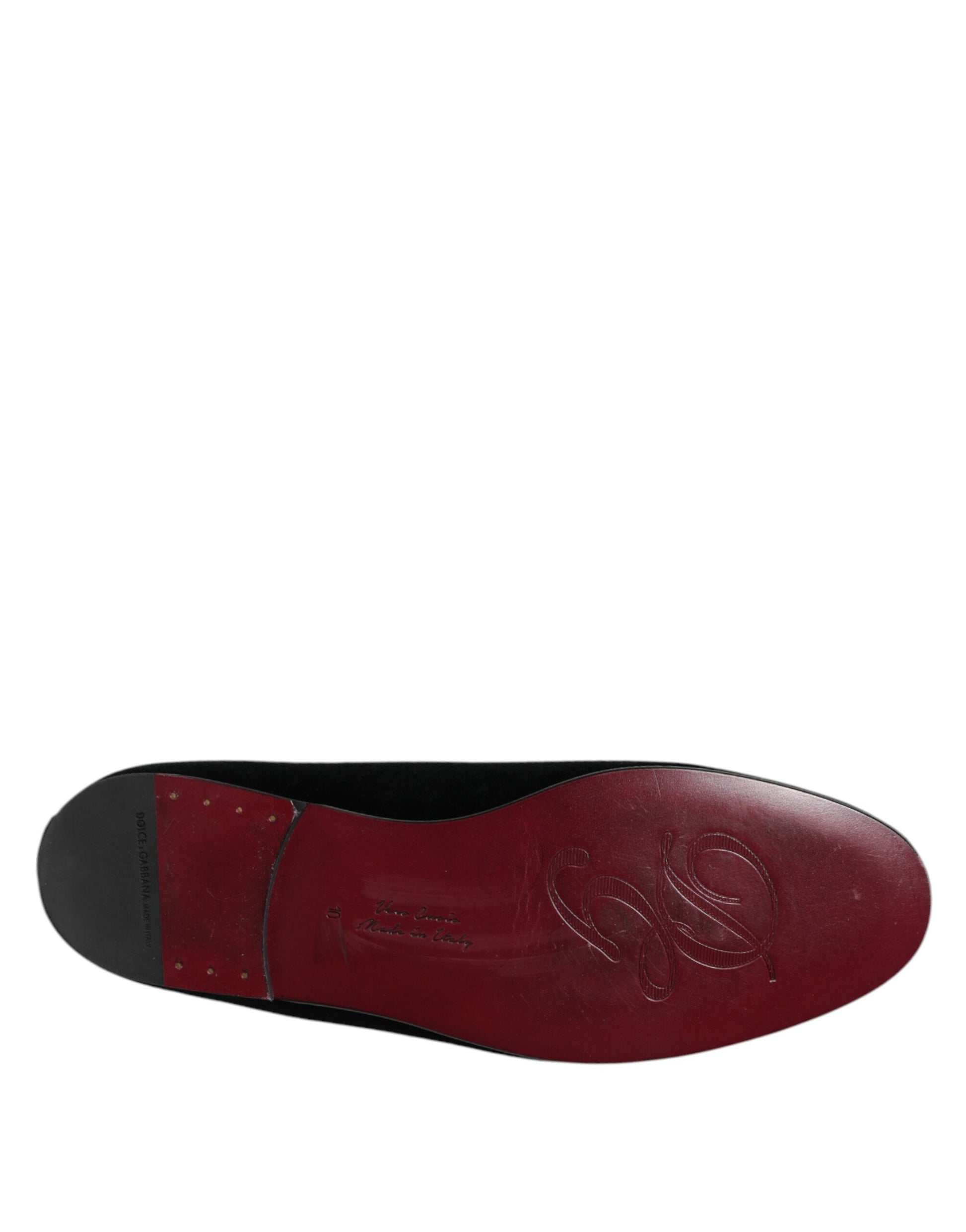 Dolce & Gabbana Black Velvet Crystal Crown Loafers Dress Shoes - ACCEXO