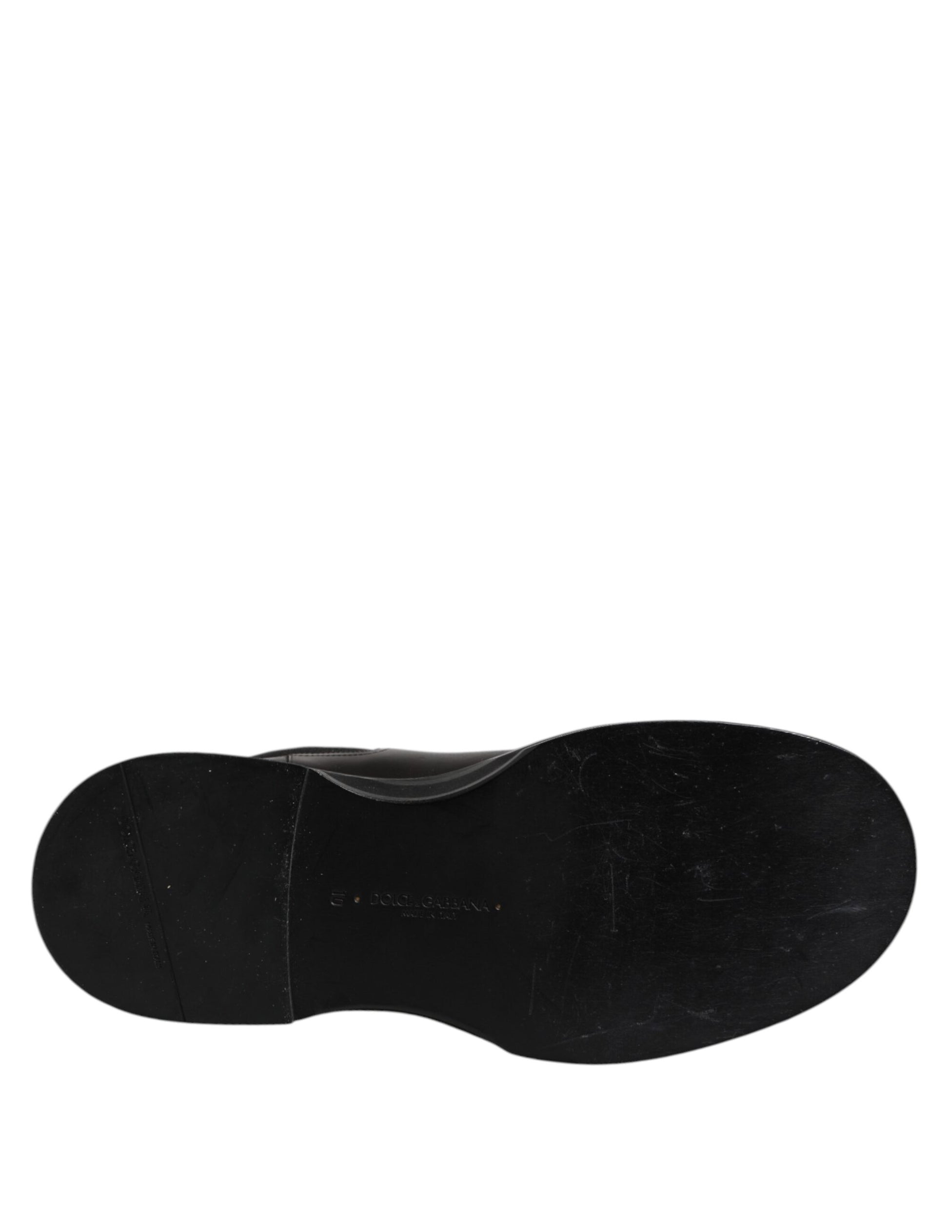 Dolce & Gabbana Black Leather Mid Calf Boots Flats Shoes - ACCEXO