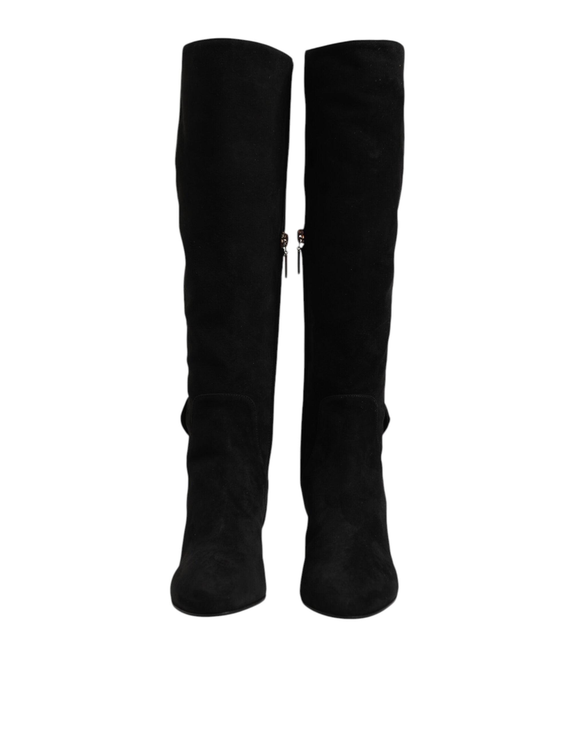 Dolce & Gabbana Black Suede Leather Knee High Boots Shoes - ACCEXO