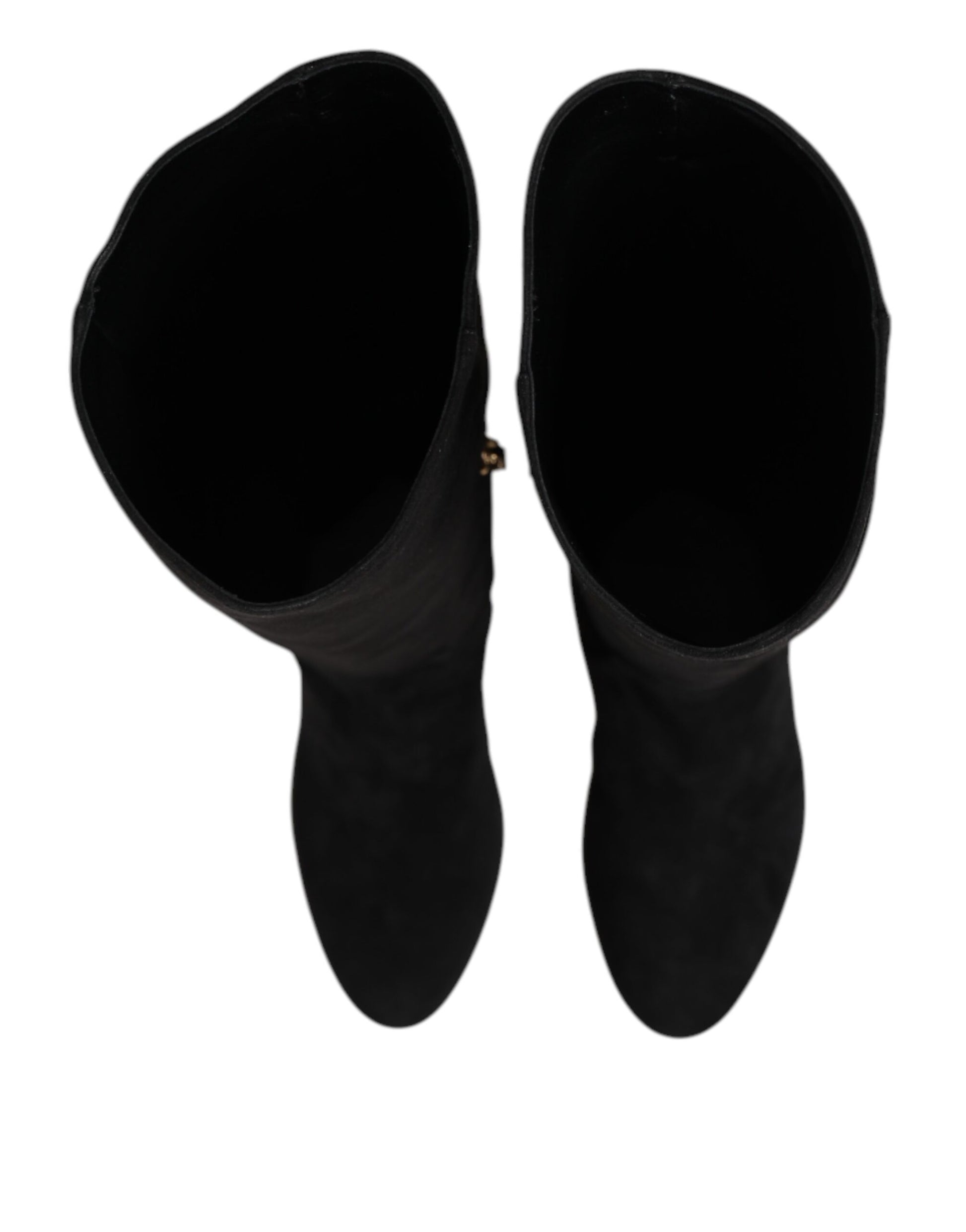 Dolce & Gabbana Black Suede Leather Knee High Boots Shoes - ACCEXO