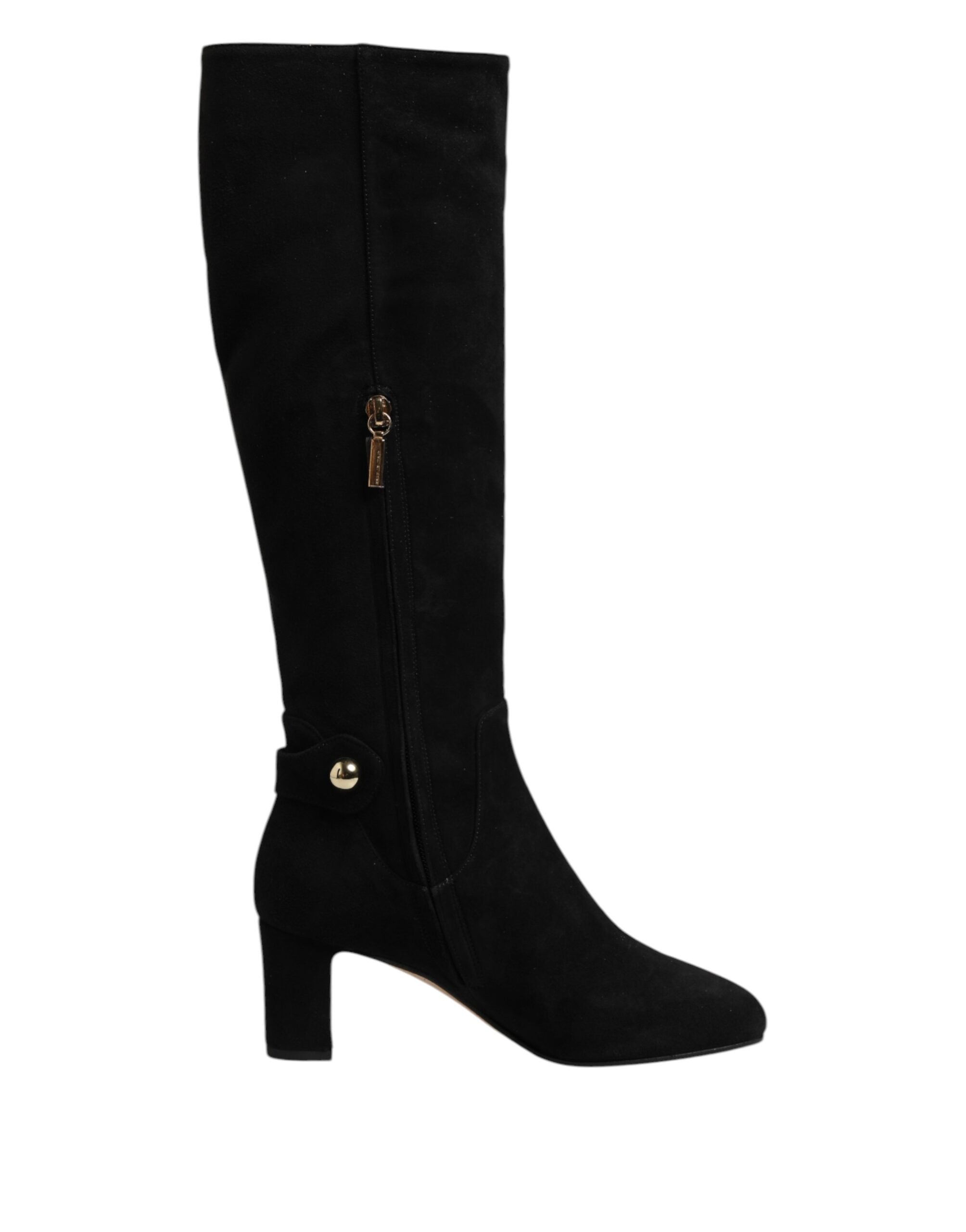 Dolce & Gabbana Black Suede Leather Knee High Boots Shoes - ACCEXO