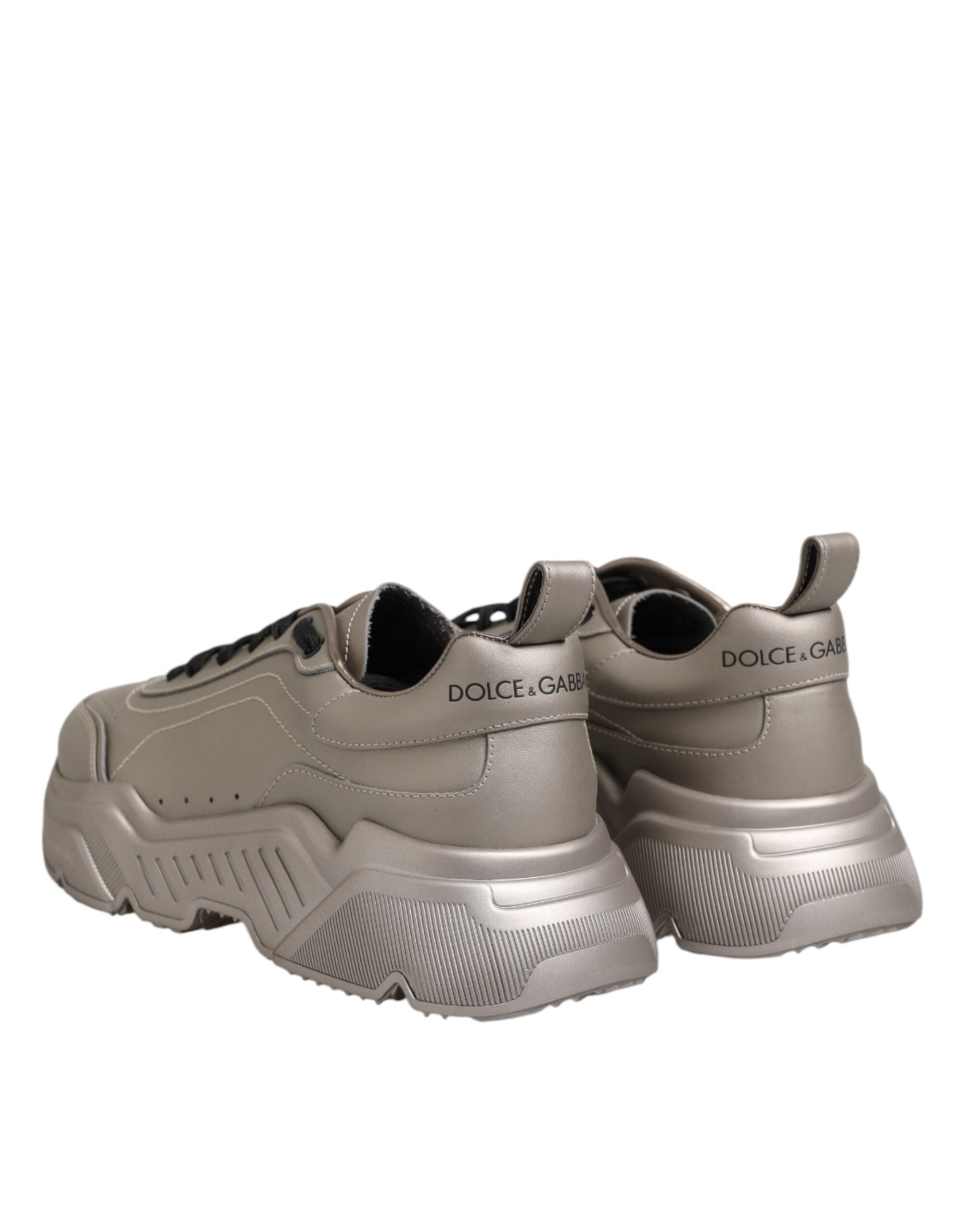 Dolce & Gabbana Silver DAYMASTER Leather Men Sneakers Shoes - ACCEXO