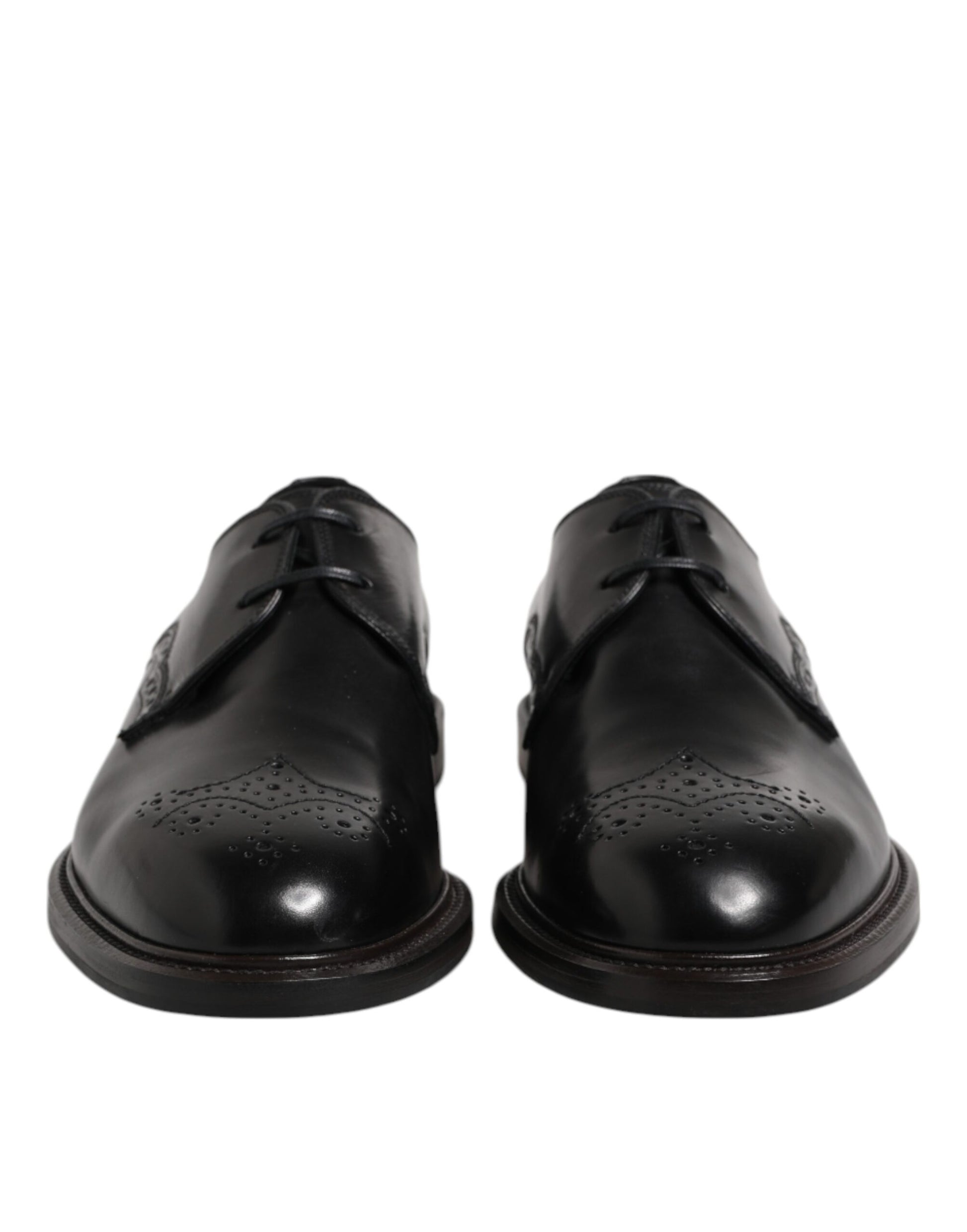 Dolce & Gabbana Black Leather Derby Wingtip Formal Shoes - ACCEXO