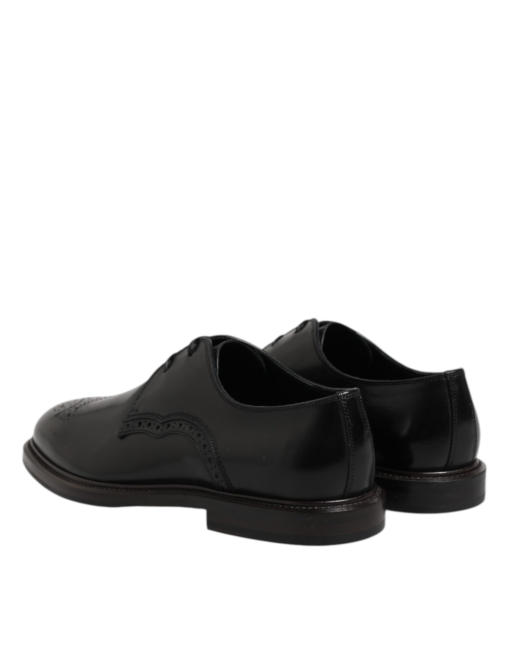 Dolce & Gabbana Black Leather Derby Wingtip Formal Shoes - ACCEXO
