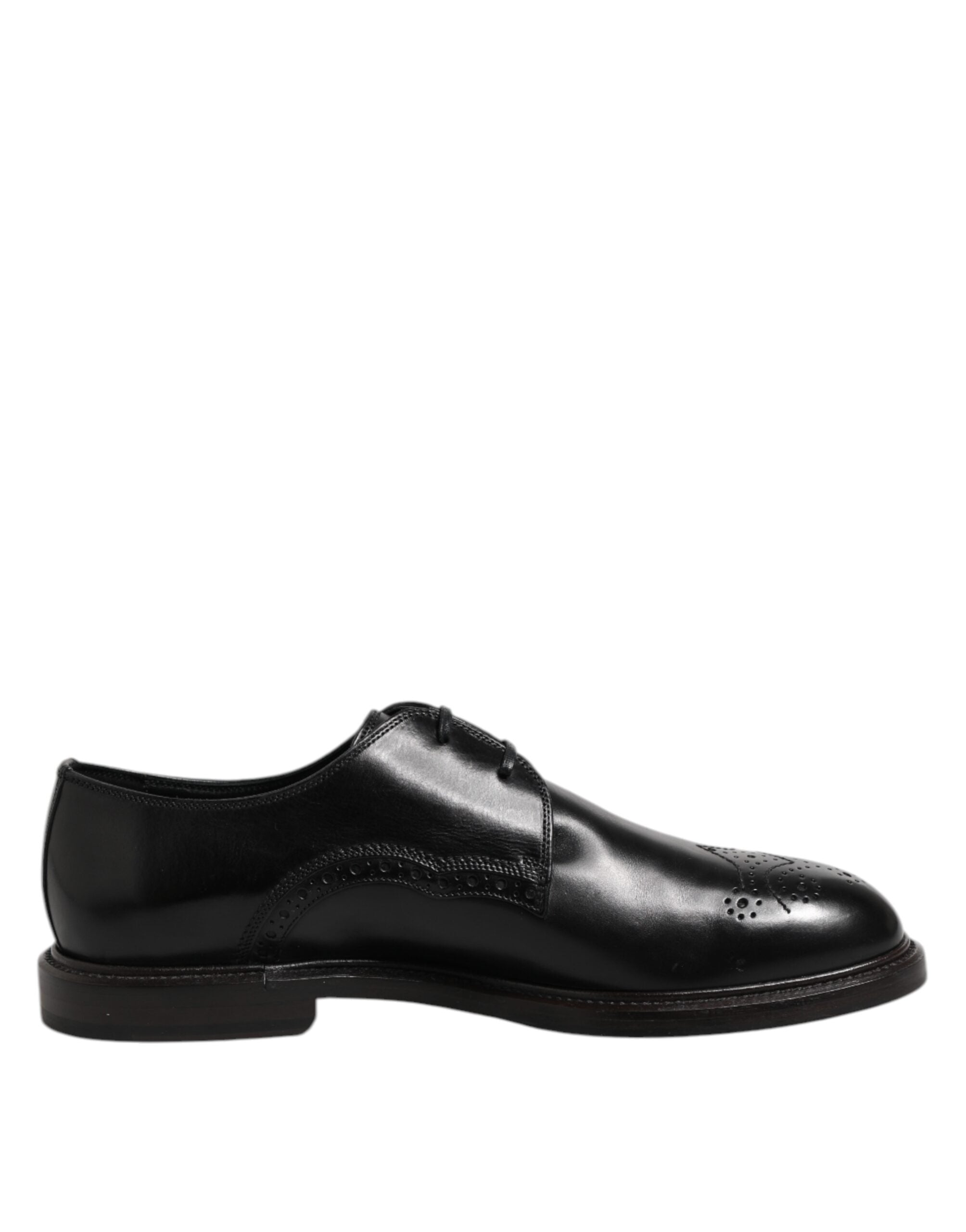 Dolce & Gabbana Black Leather Derby Wingtip Formal Shoes - ACCEXO