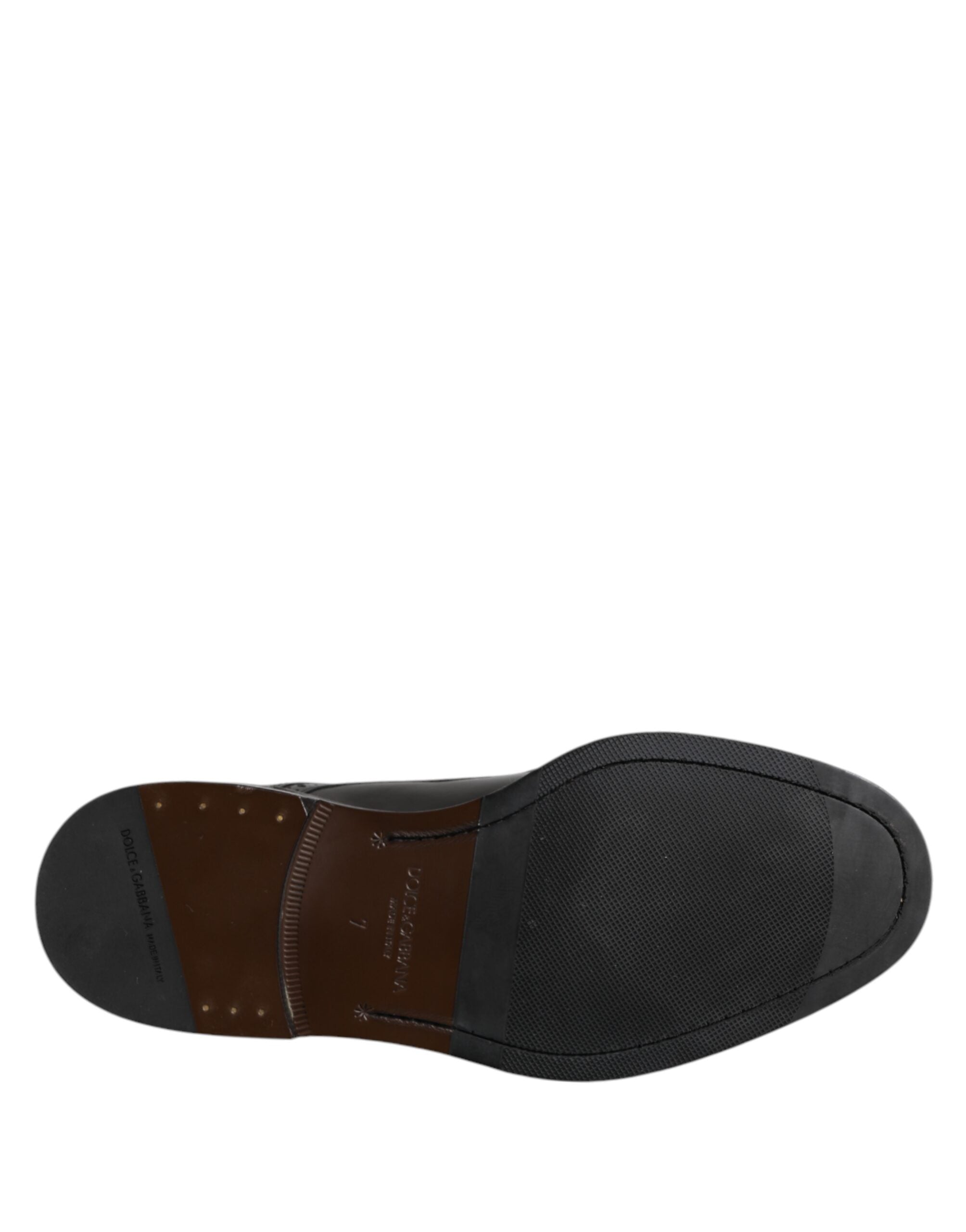 Dolce & Gabbana Black Leather Derby Wingtip Formal Shoes - ACCEXO