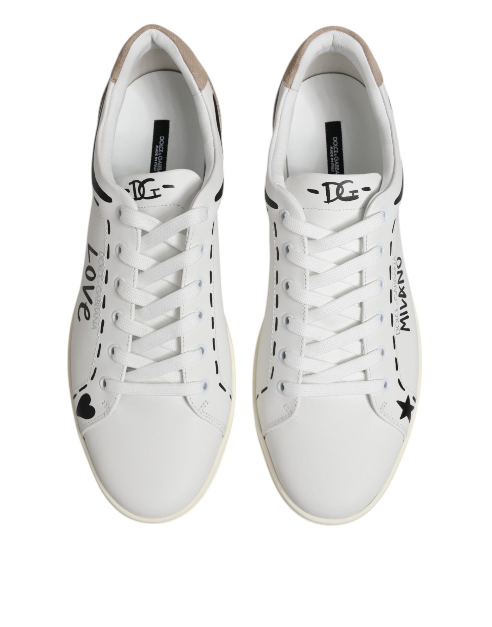 Dolce & Gabbana White Leather MILANO Low Top Sneakers Shoes - ACCEXO