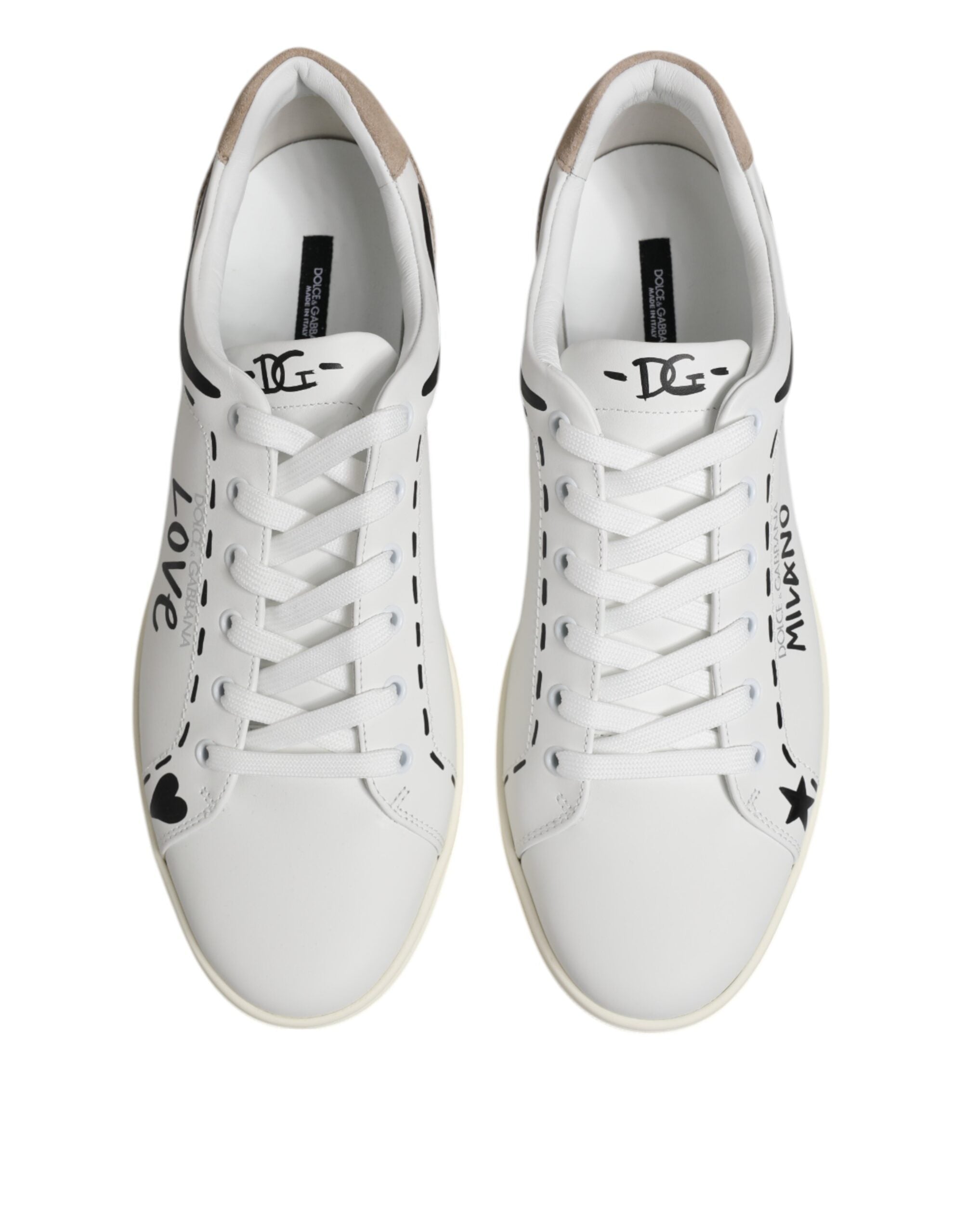 Dolce & Gabbana White Leather MILANO Low Top Sneakers Shoes - ACCEXO