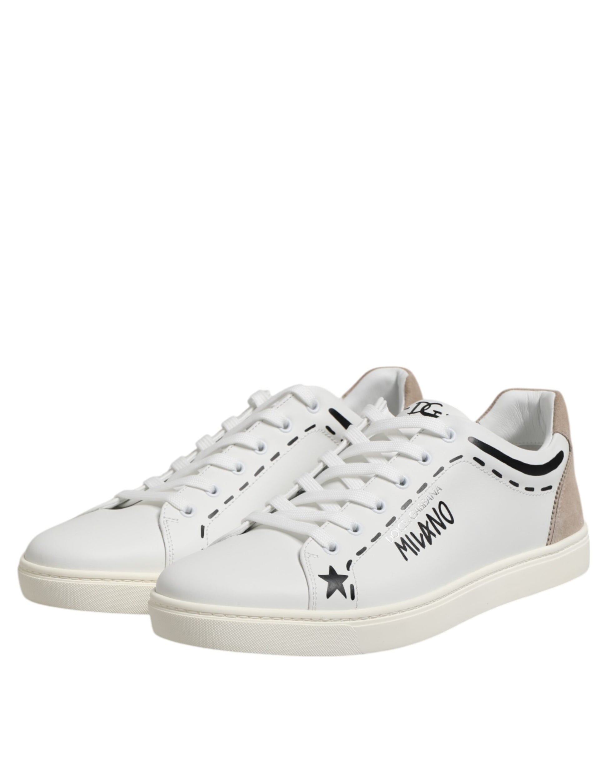 Dolce & Gabbana White Leather MILANO Low Top Sneakers Shoes - ACCEXO