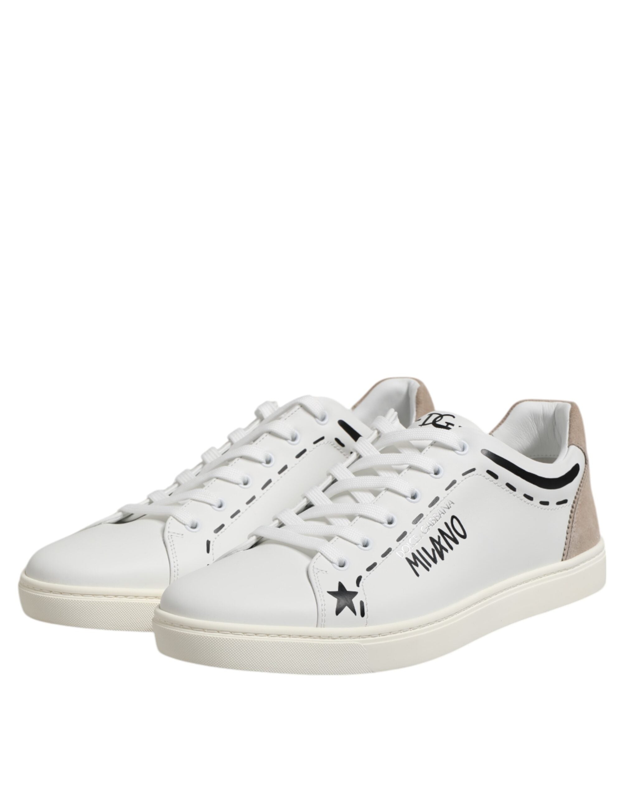 Dolce & Gabbana White Leather MILANO Low Top Sneakers Shoes - ACCEXO