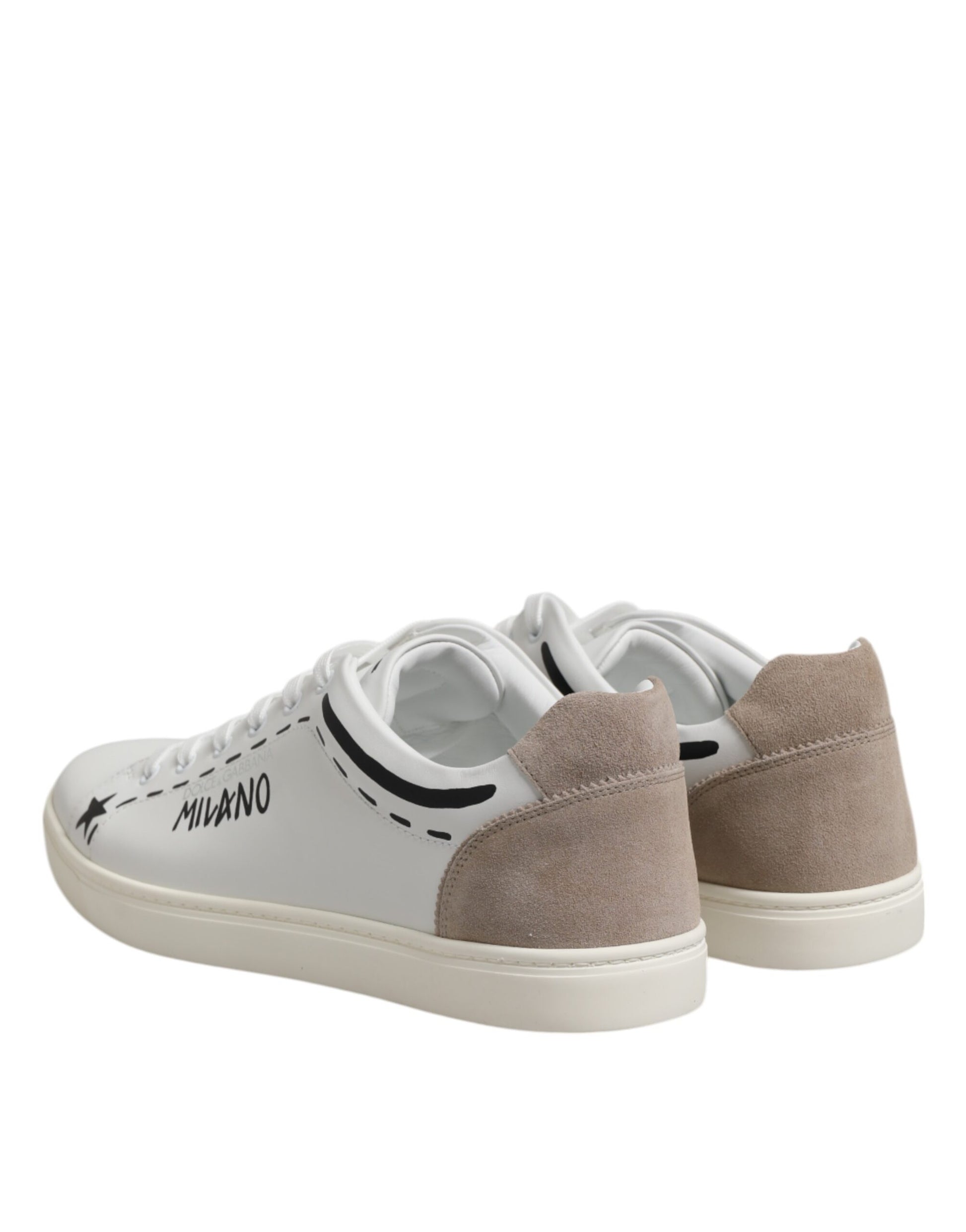 Dolce & Gabbana White Leather MILANO Low Top Sneakers Shoes - ACCEXO