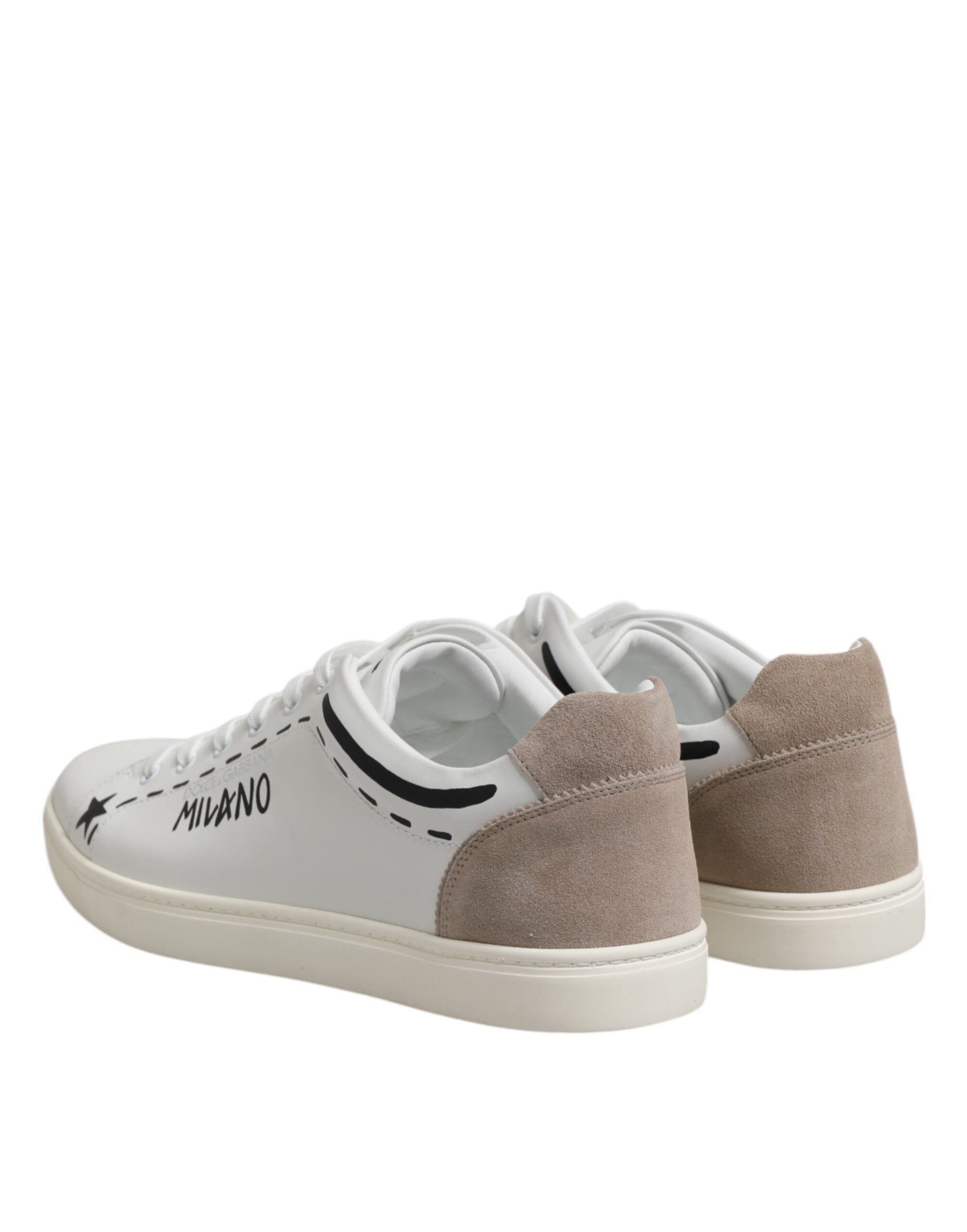 Dolce & Gabbana White Leather MILANO Low Top Sneakers Shoes - ACCEXO