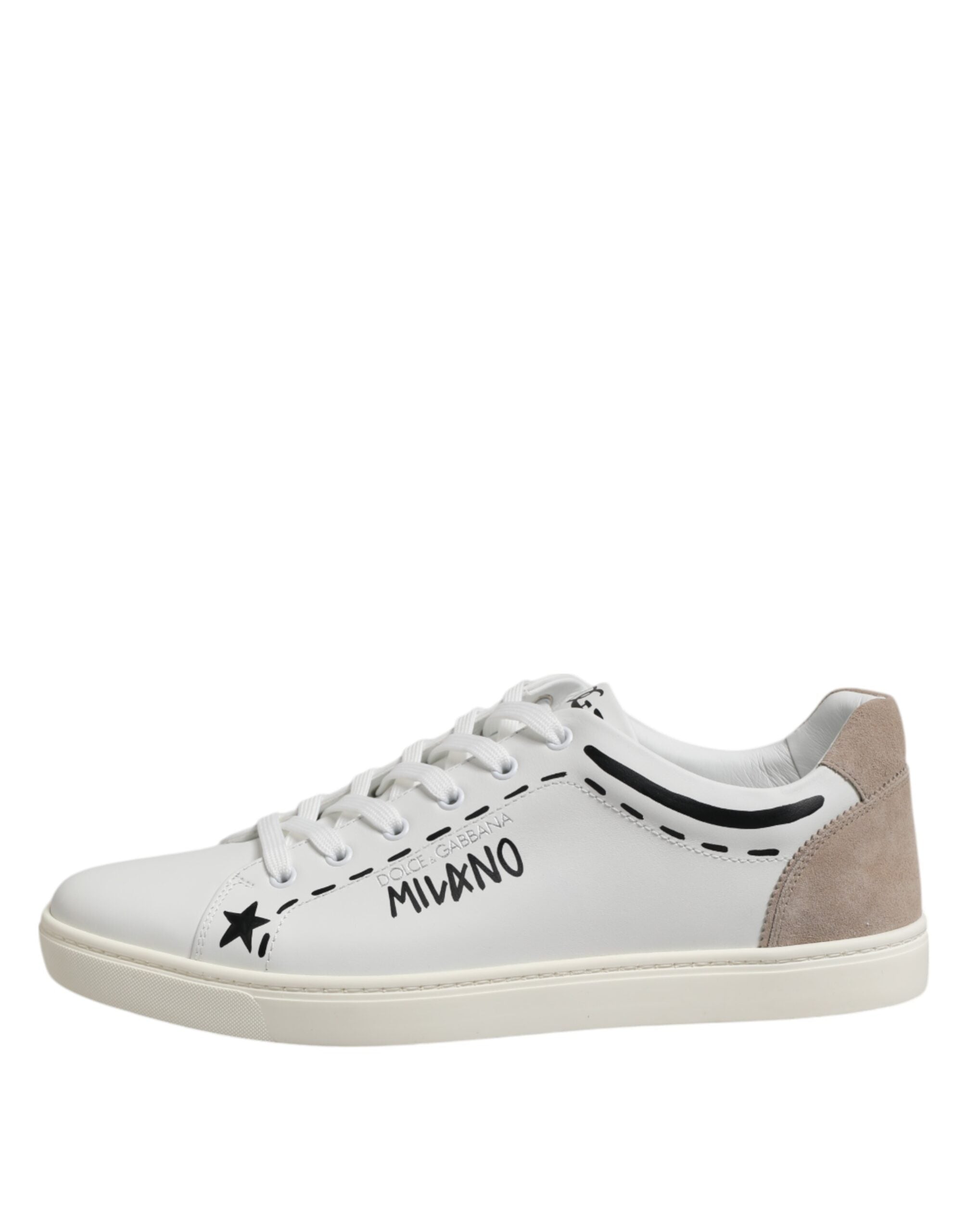 Dolce & Gabbana White Leather MILANO Low Top Sneakers Shoes - ACCEXO
