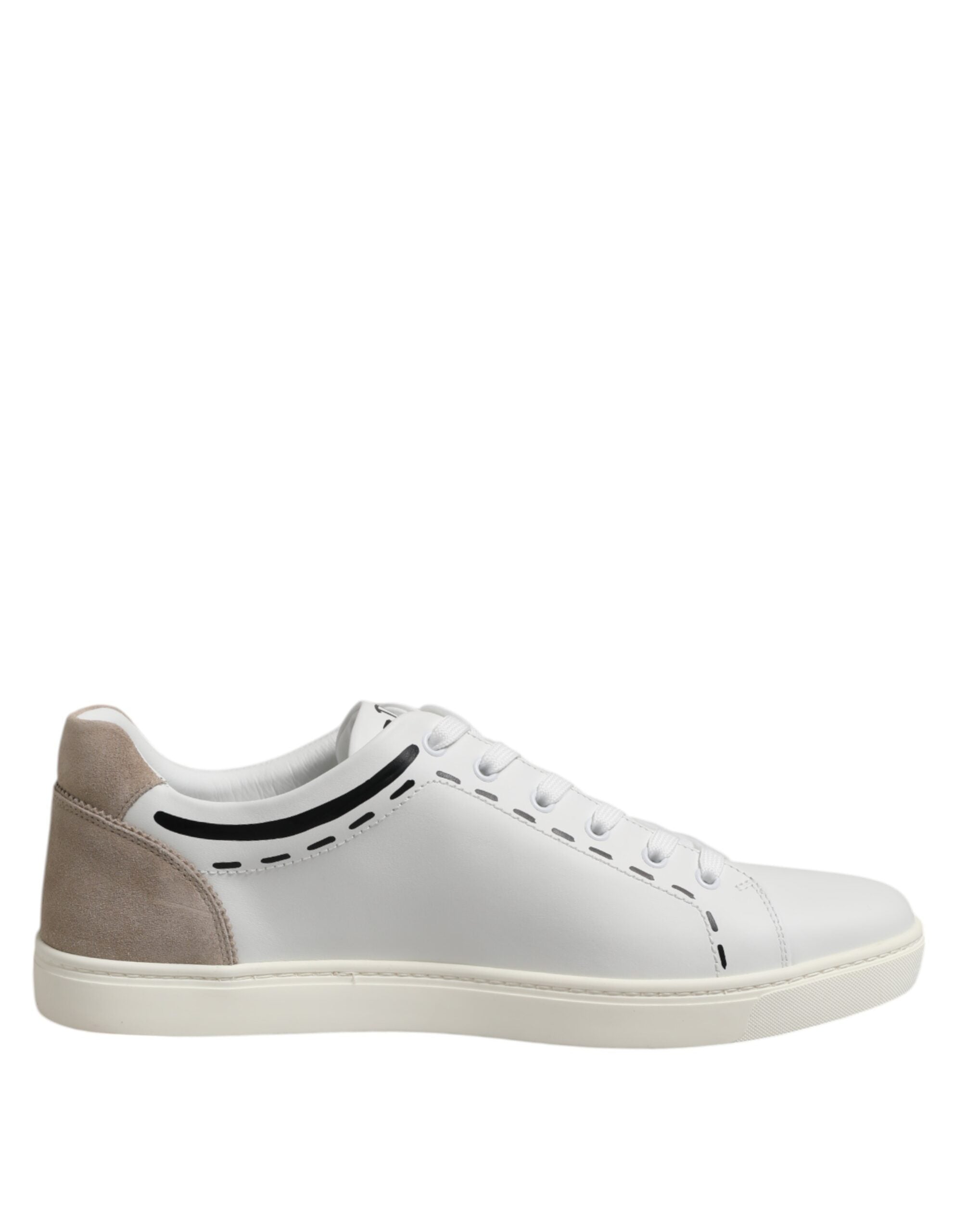 Dolce & Gabbana White Leather MILANO Low Top Sneakers Shoes - ACCEXO
