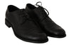 Dolce & Gabbana Elegant Black Leather Derby Wingtip Dress Shoes