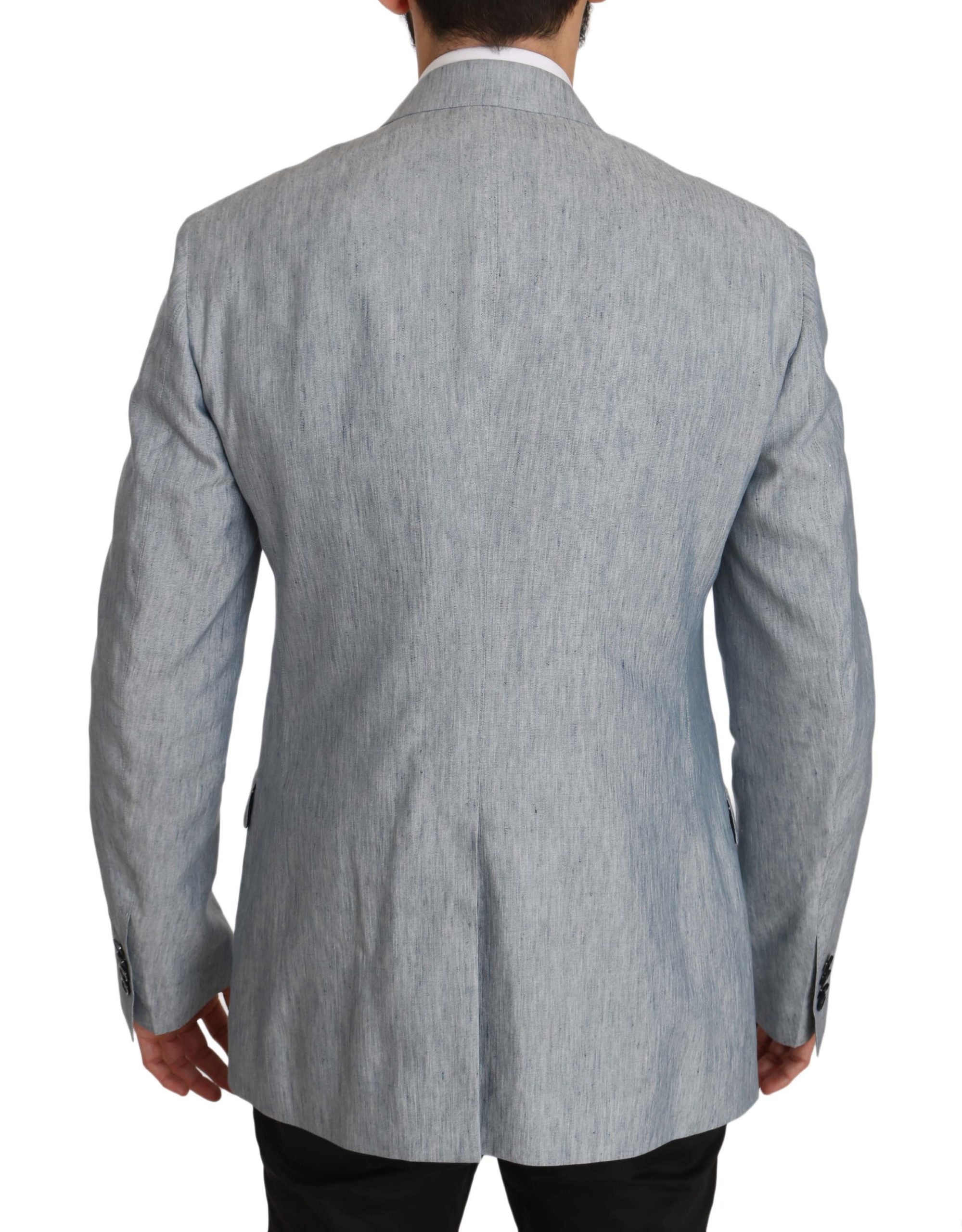 Dolce & Gabbana Elegant Light Blue Double Breasted Blazer - ACCEXO