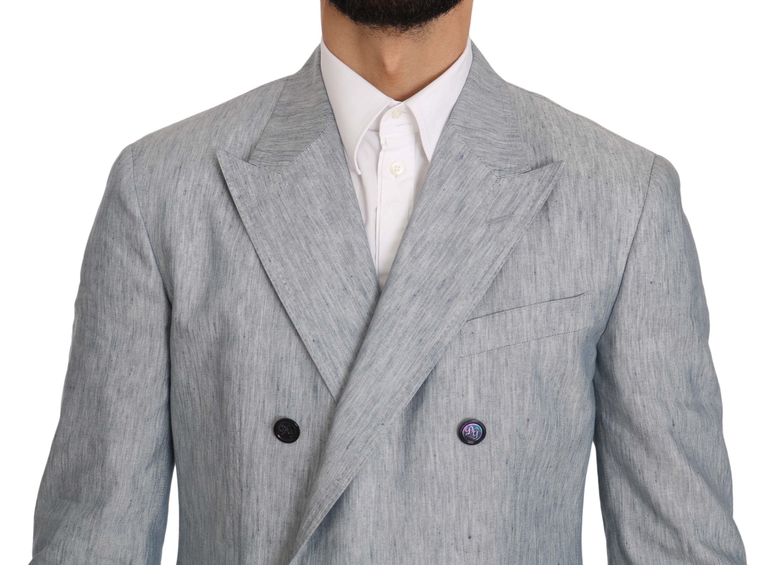Dolce & Gabbana Elegant Light Blue Double Breasted Blazer - ACCEXO