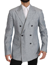 Dolce & Gabbana Elegant Light Blue Double Breasted Blazer - ACCEXO