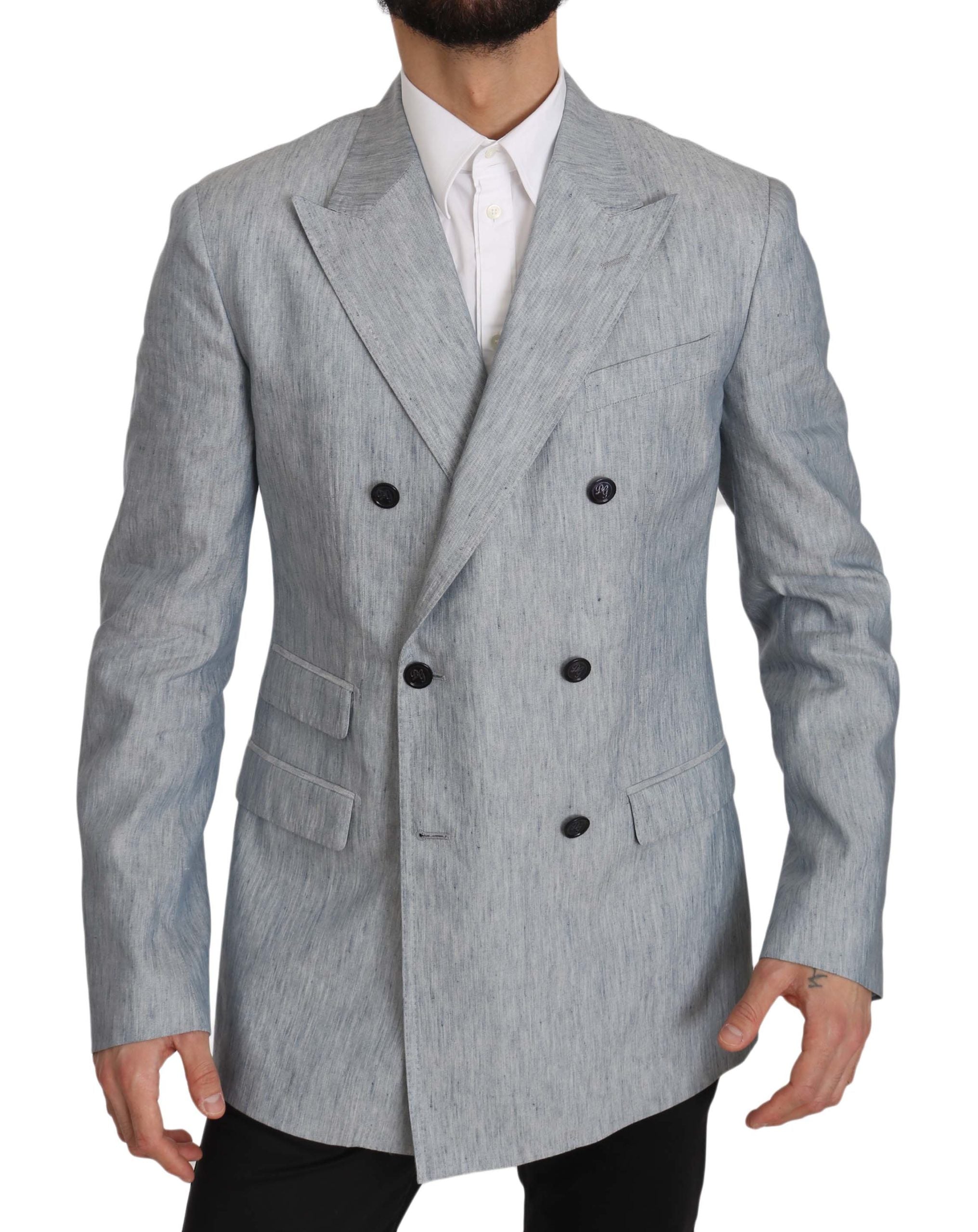 Dolce & Gabbana Elegant Light Blue Double Breasted Blazer - ACCEXO