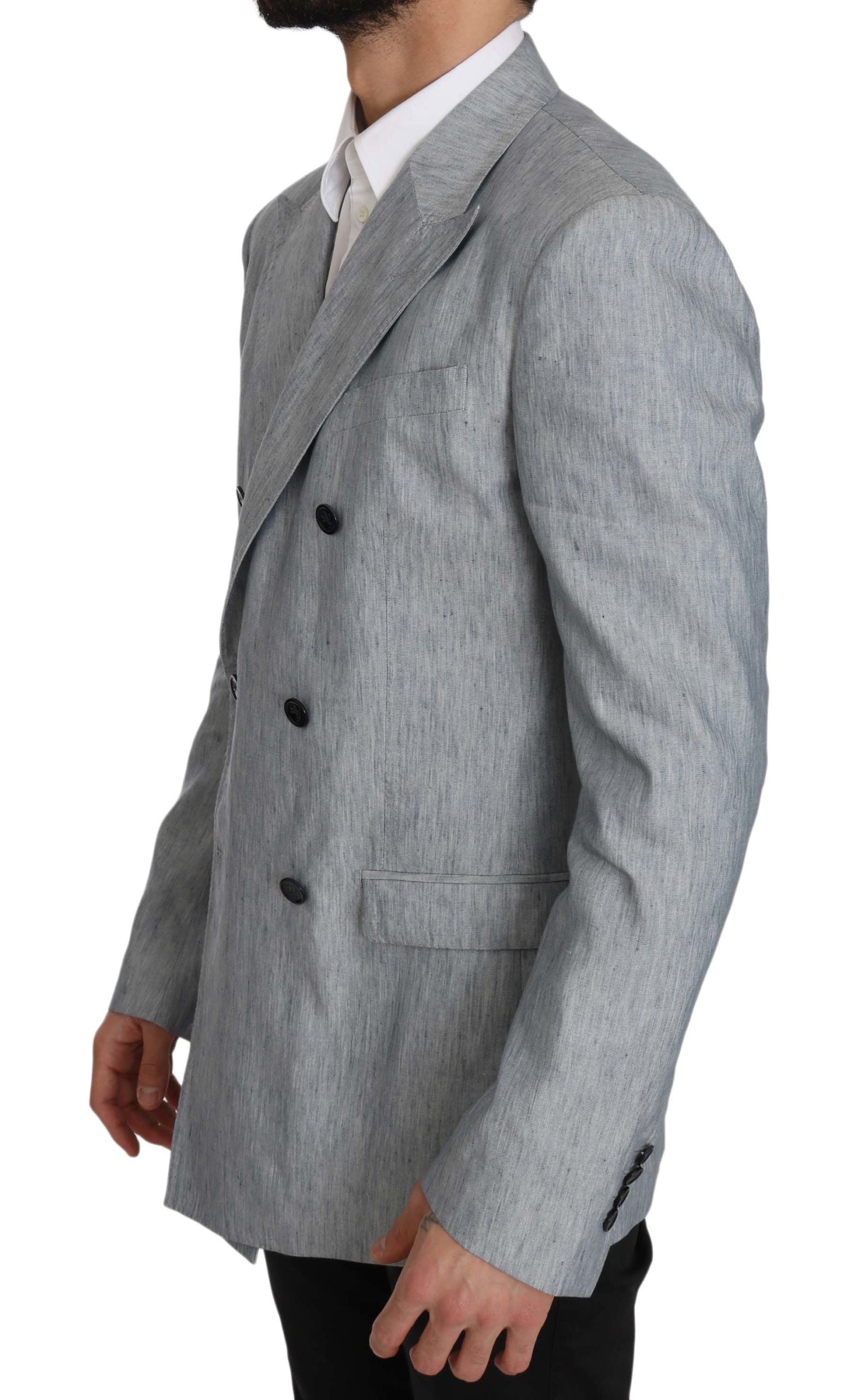 Dolce & Gabbana Elegant Light Blue Double Breasted Blazer - ACCEXO