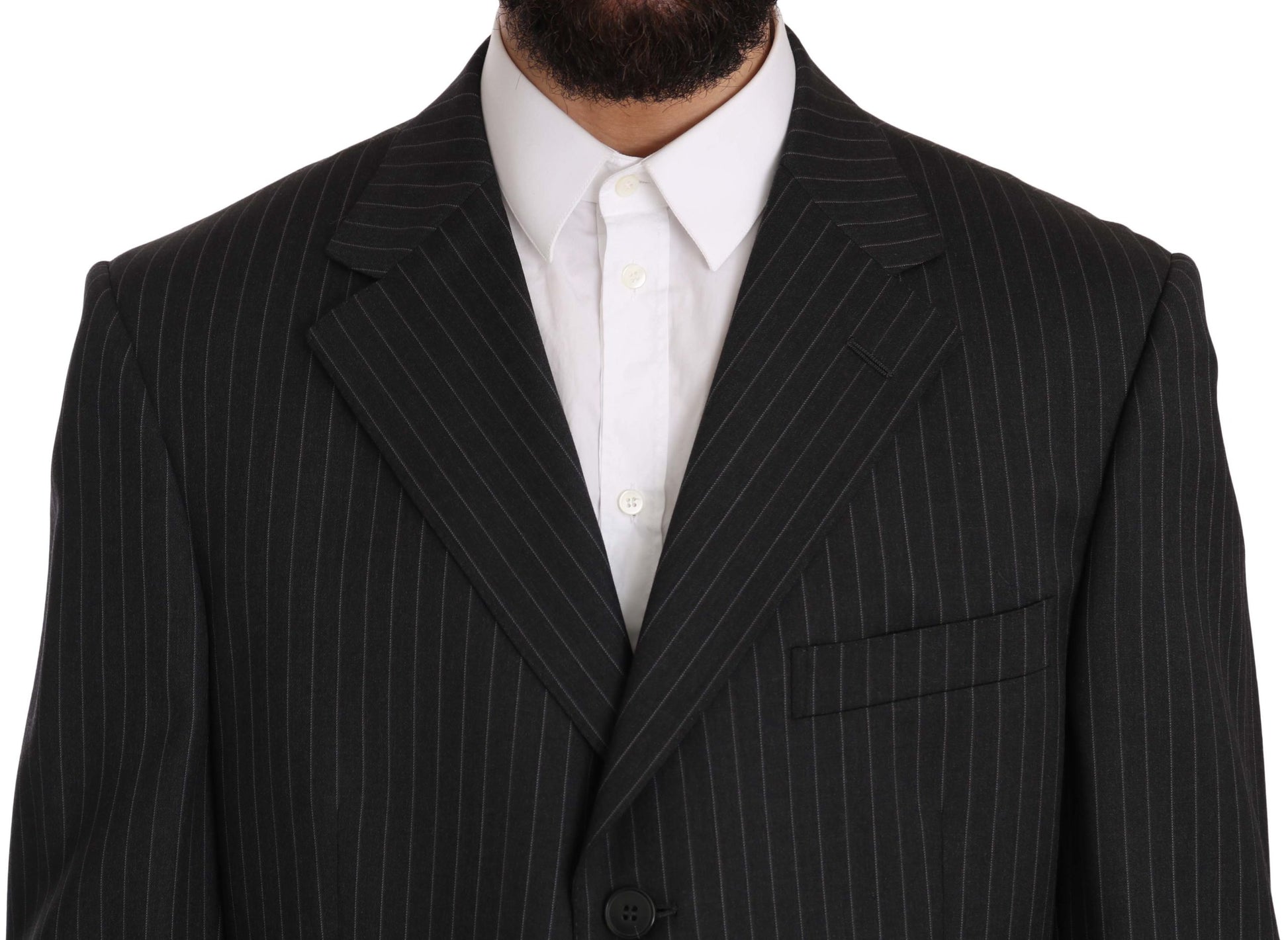Z ZEGNA Elegant Black Striped Wool Suit - ACCEXO