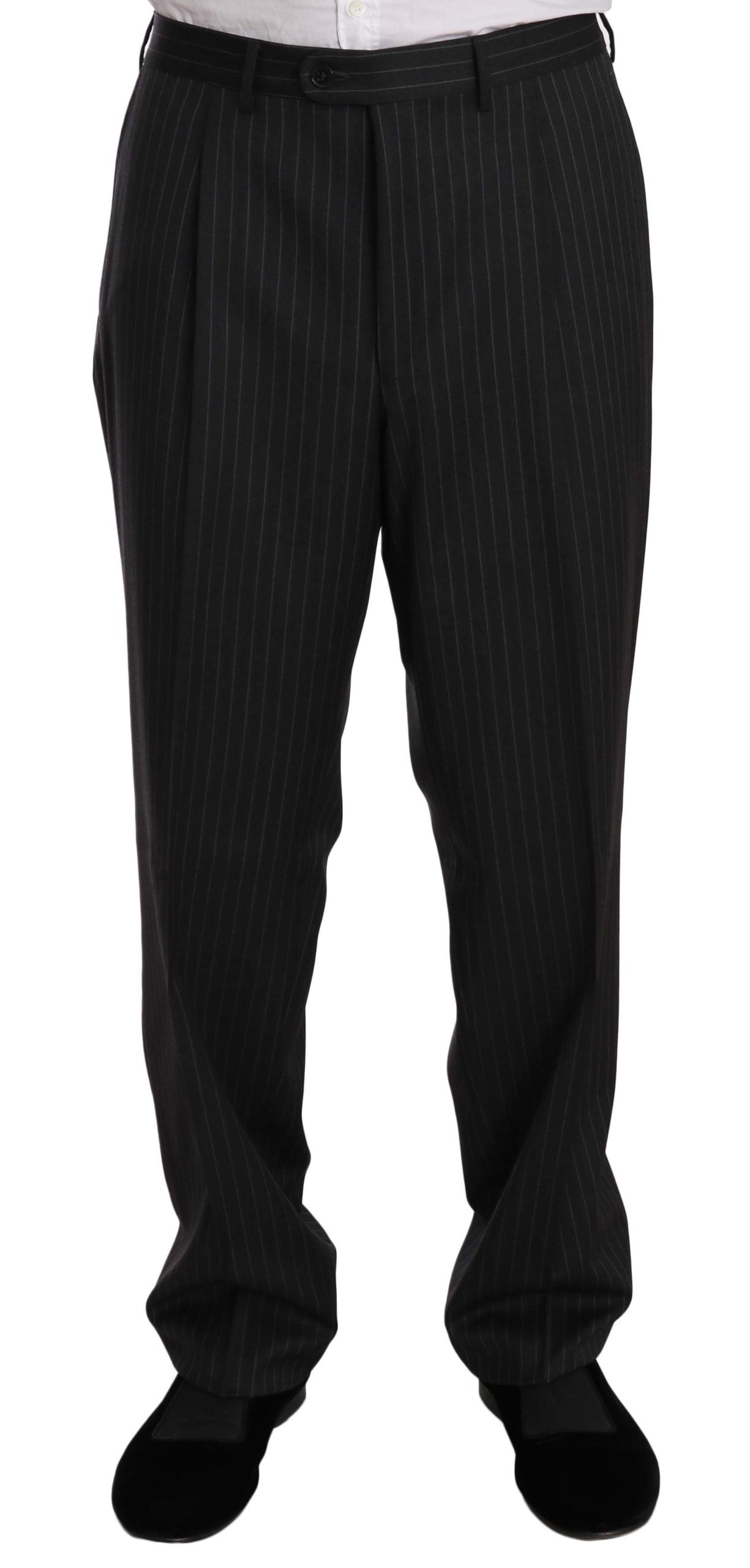 Z ZEGNA Elegant Black Striped Wool Suit - ACCEXO
