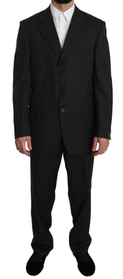 Z ZEGNA Elegant Black Striped Wool Suit - ACCEXO