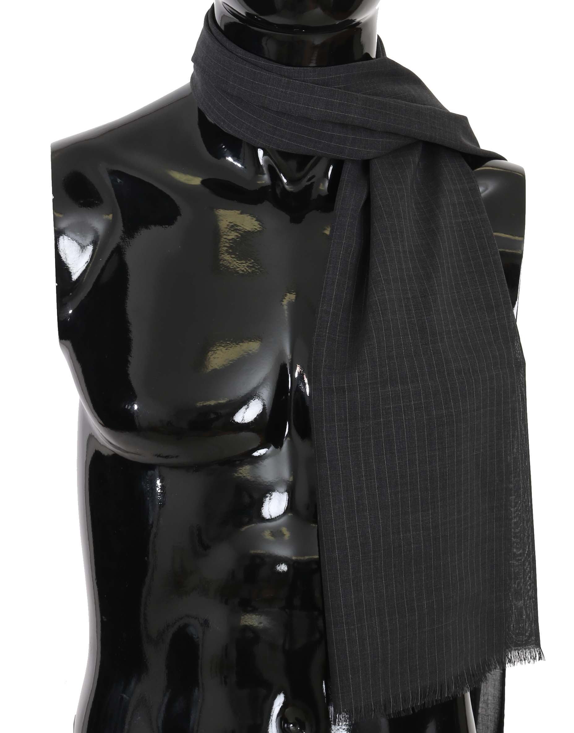 Dolce & Gabbana Elegant Gray Striped Wool Men's Scarf - ACCEXO