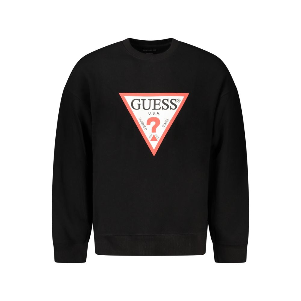 Black sweatshirt with Guess logo on a white background