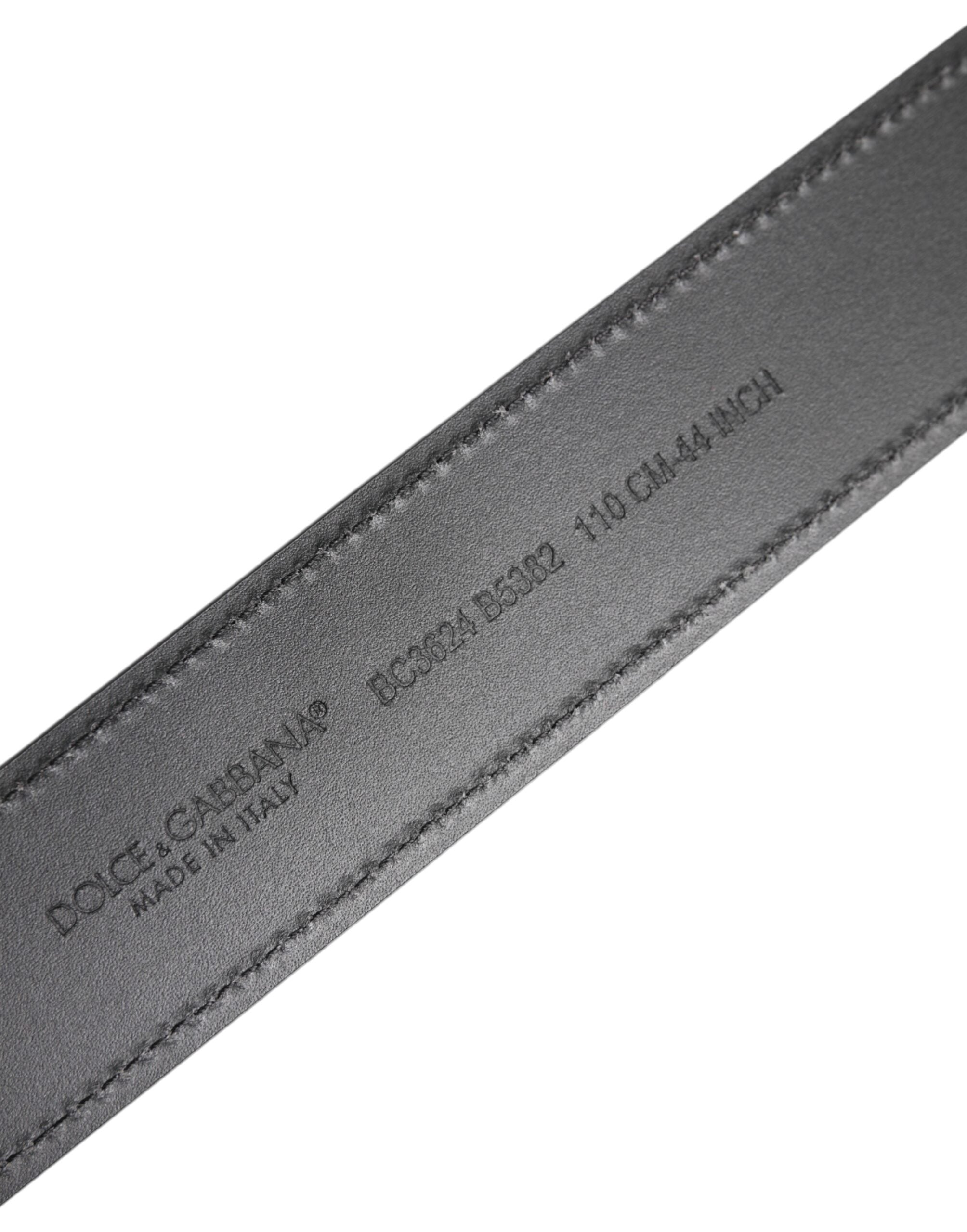 Dolce & Gabbana Black Leather Silver Metal Logo Buckle Belt - ACCEXO