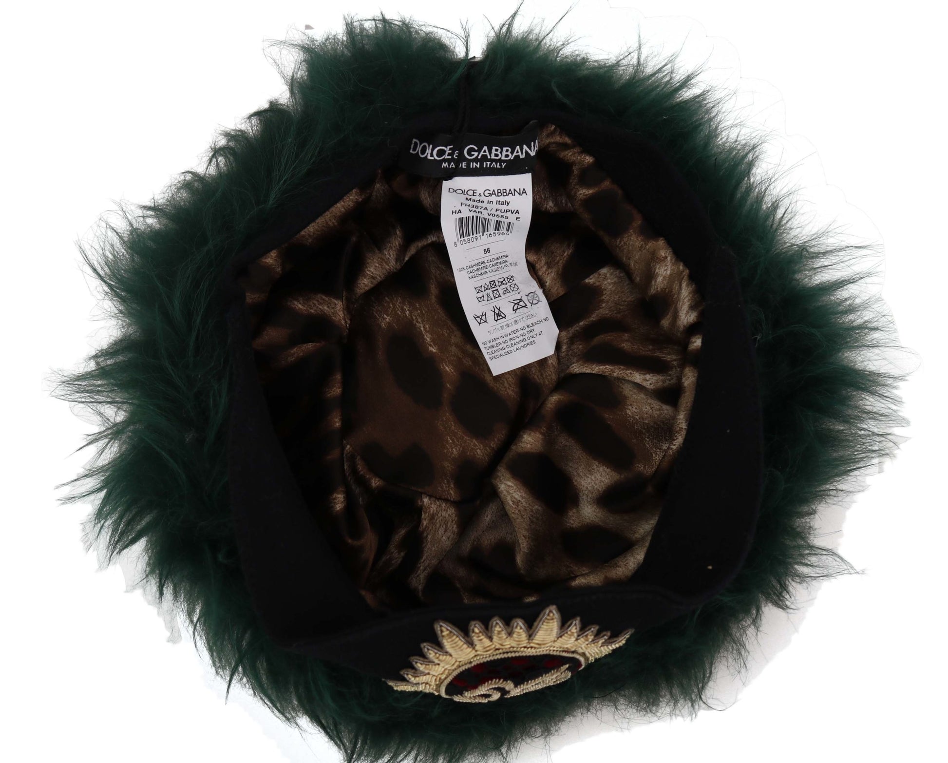 Dolce & Gabbana Elegant Emerald Cashmere Cloche Cap - ACCEXO