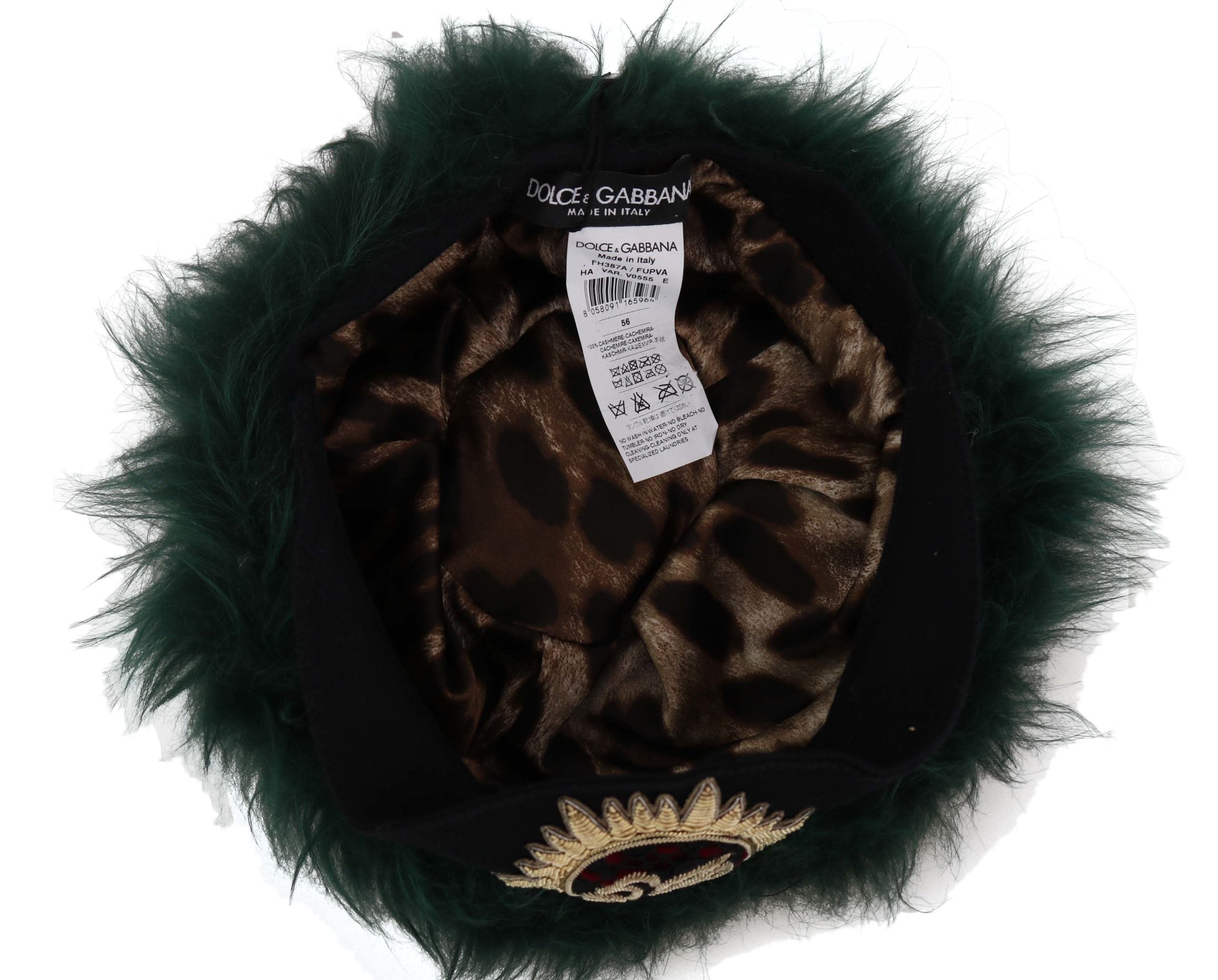 Dolce & Gabbana Elegant Emerald Cashmere Cloche Cap - ACCEXO