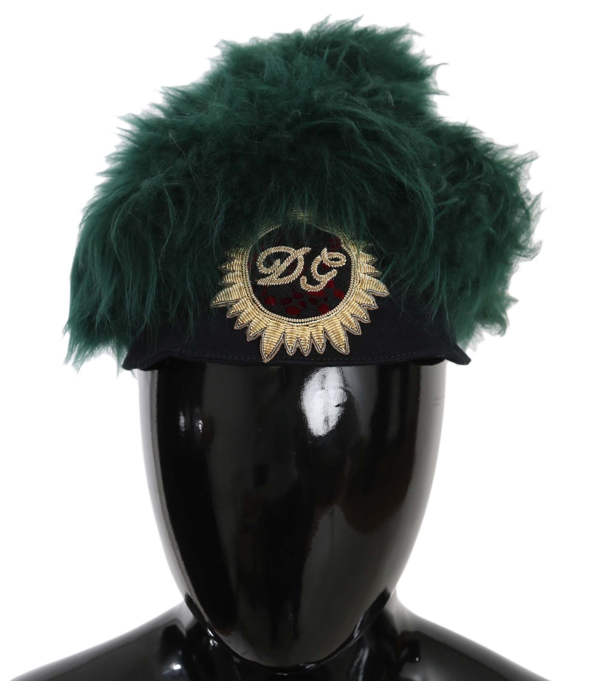 Dolce & Gabbana Elegant Emerald Cashmere Cloche Cap - ACCEXO