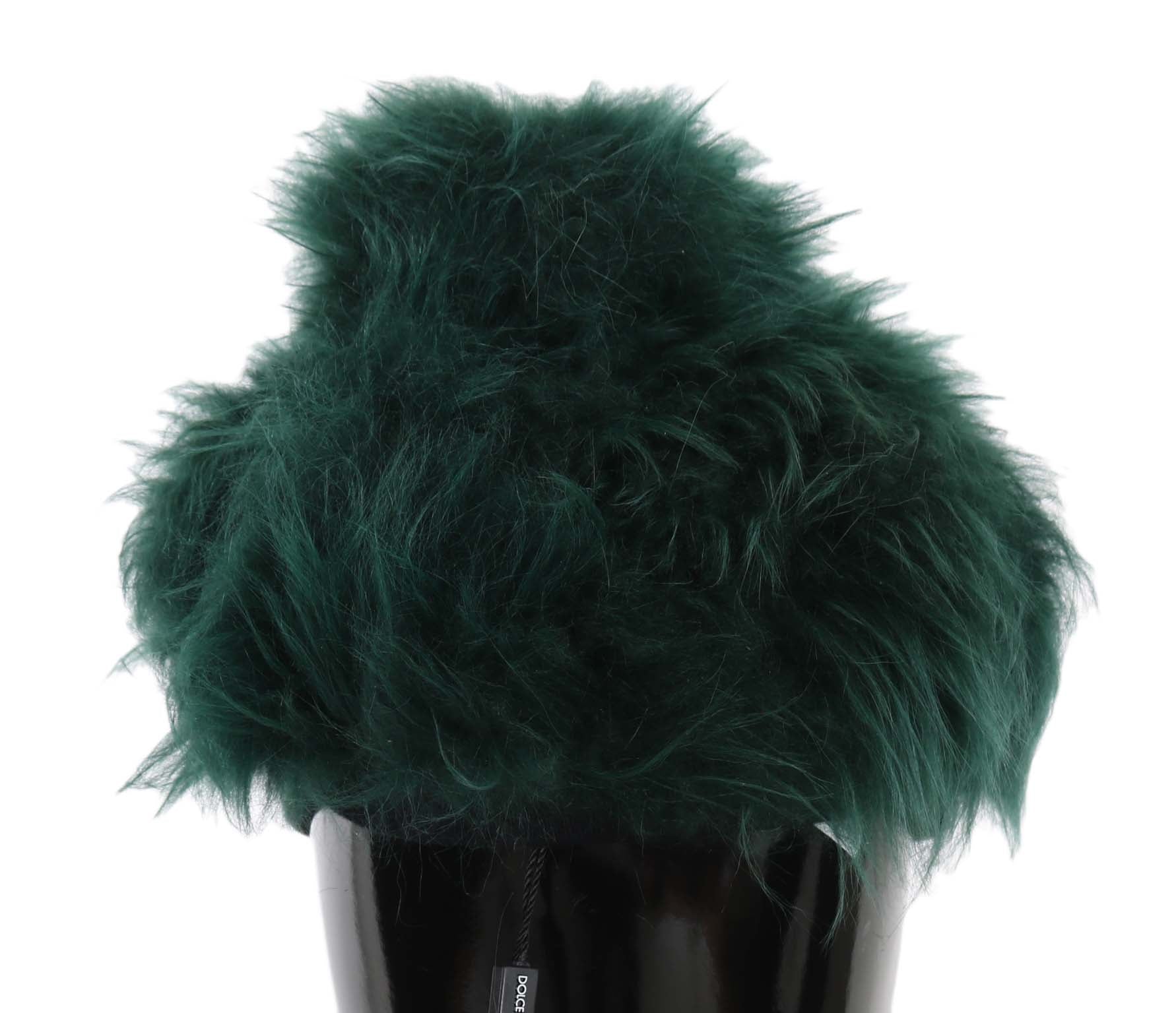 Dolce & Gabbana Elegant Emerald Cashmere Cloche Cap - ACCEXO