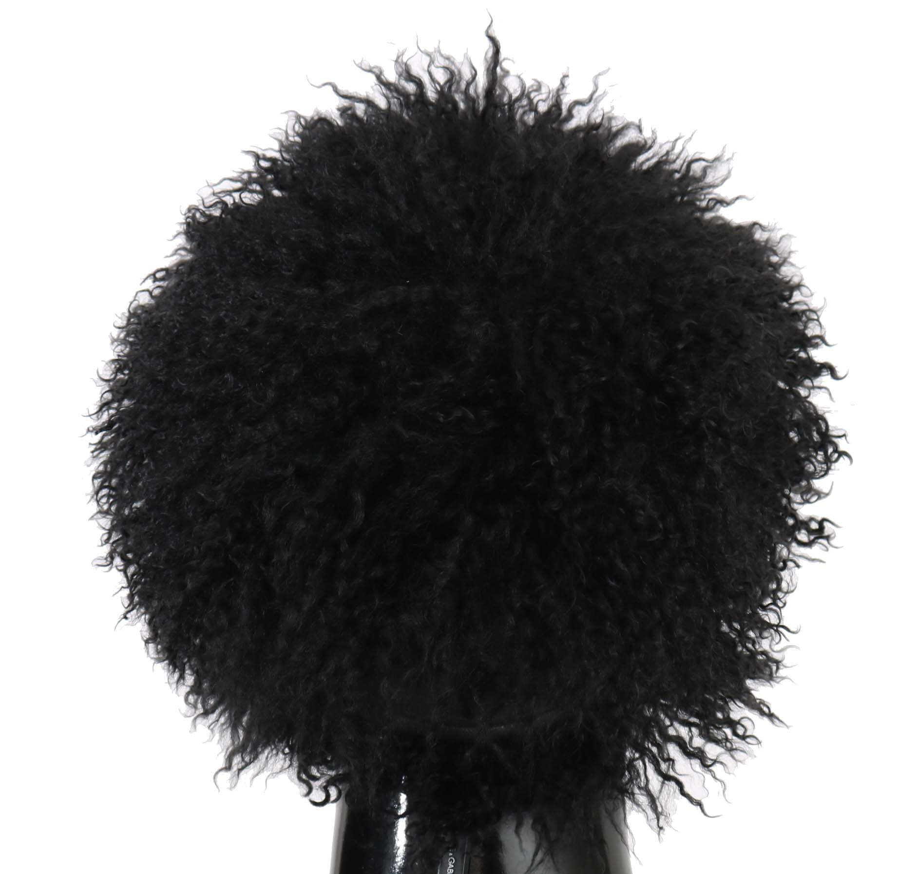 Dolce & Gabbana Chic Black Gatsby Cap in Tibet Lamb Fur - ACCEXO