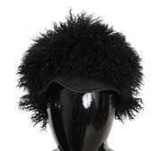 Dolce & Gabbana Chic Black Gatsby Cap in Tibet Lamb Fur - ACCEXO