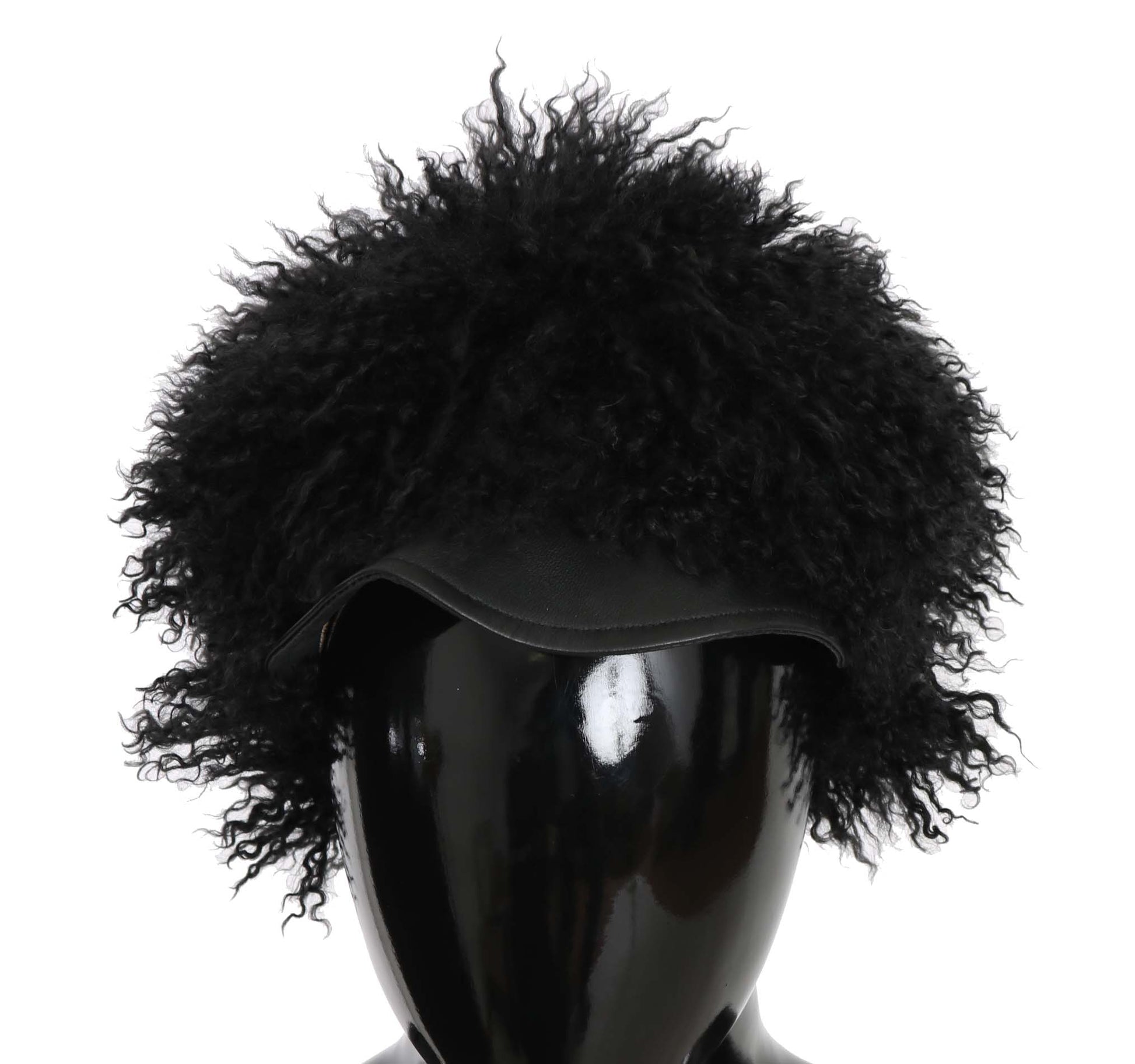 Dolce & Gabbana Chic Black Gatsby Cap in Tibet Lamb Fur - ACCEXO