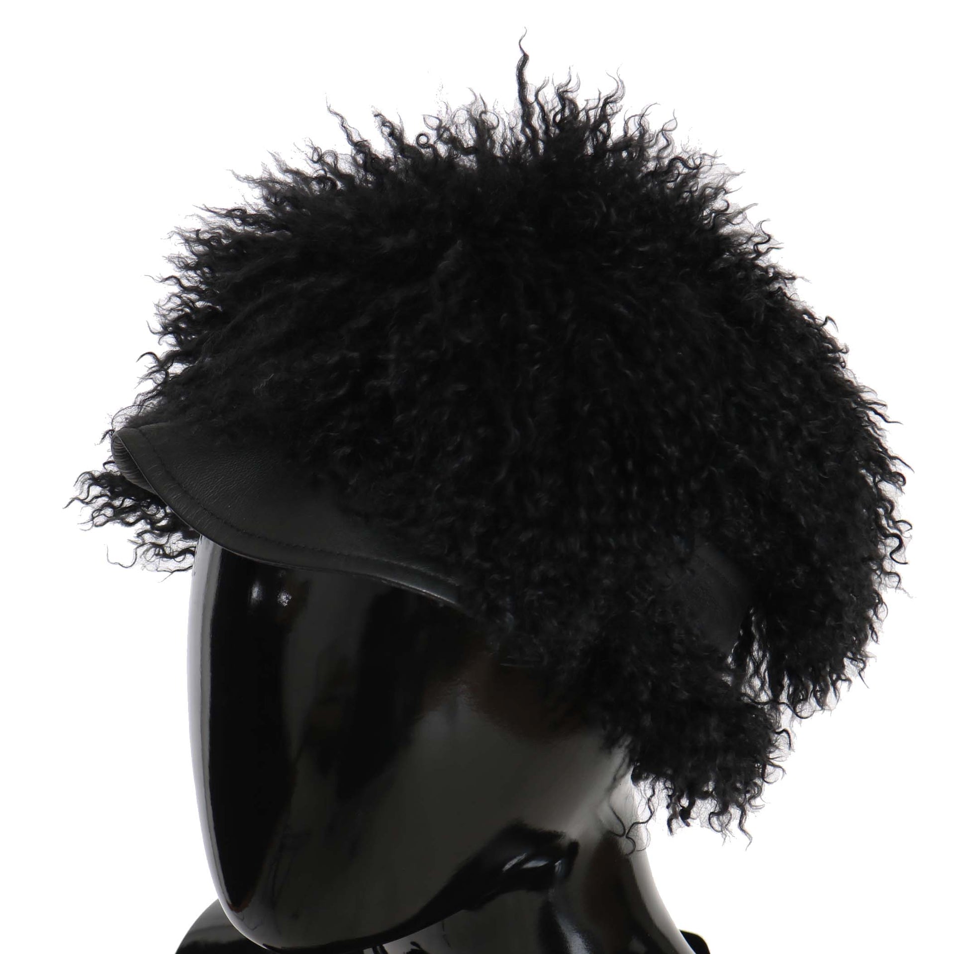 Dolce & Gabbana Chic Black Gatsby Cap in Tibet Lamb Fur - ACCEXO
