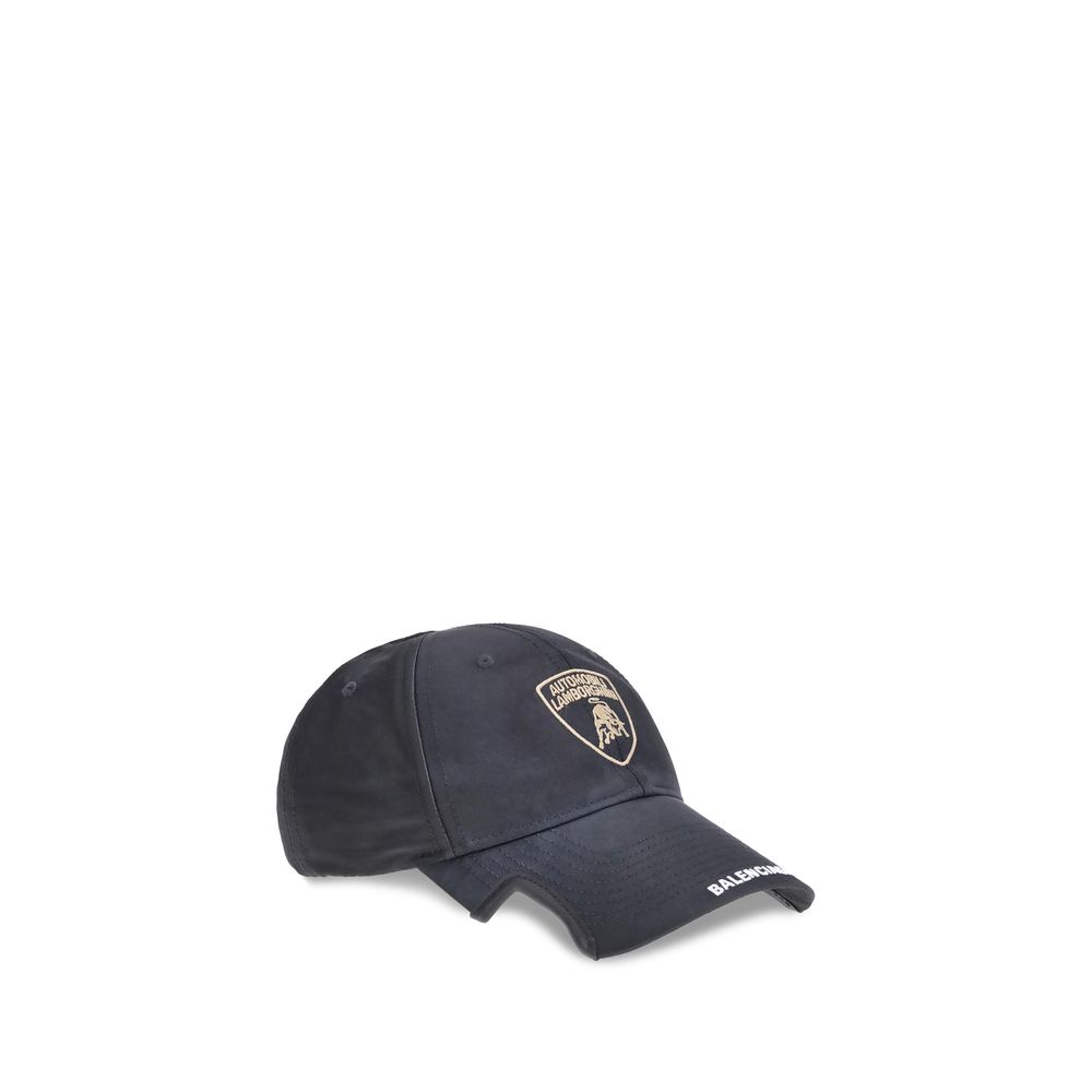 Lamborghini x Balenciaga Baseball Navy blue cap with a logo on a white background