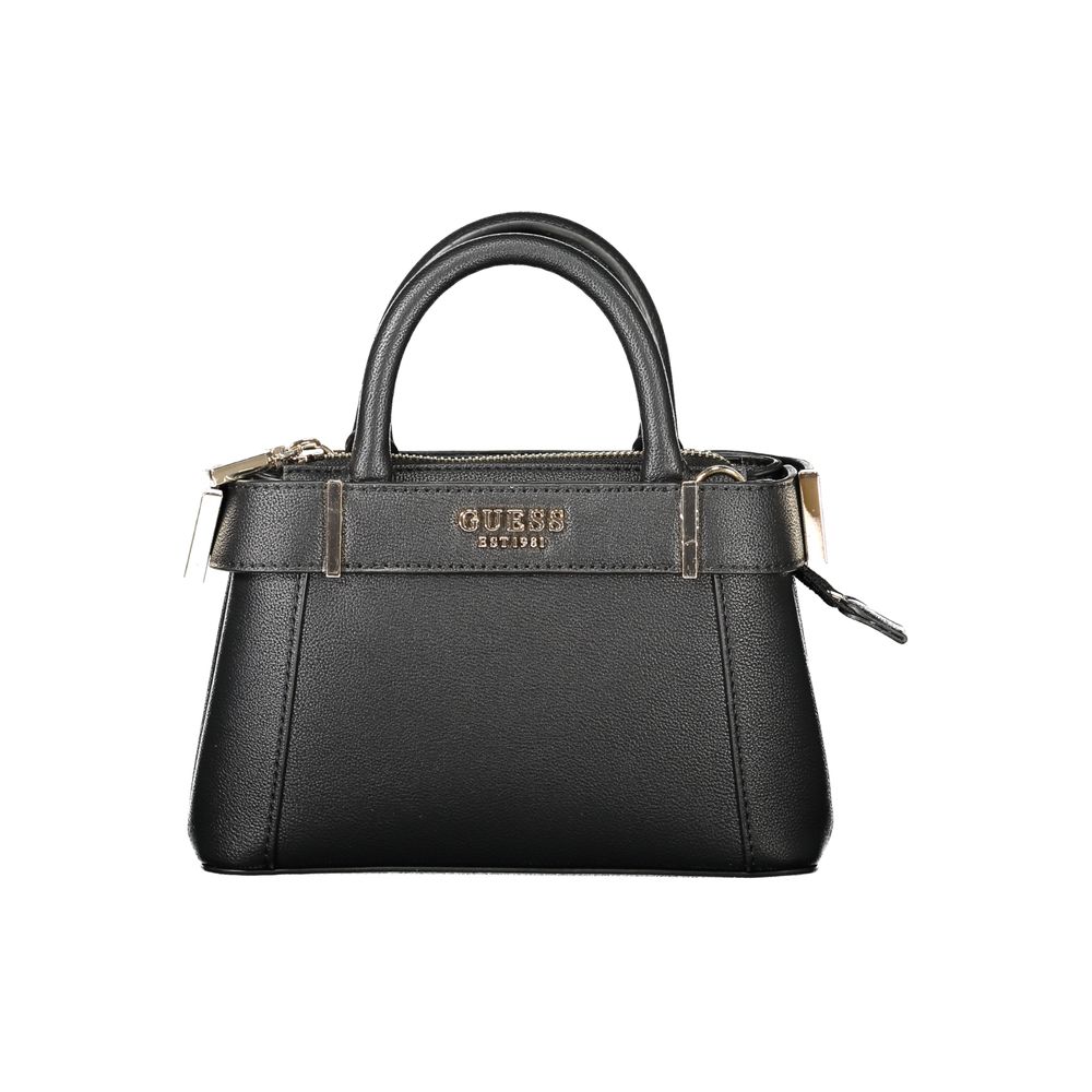 Guess Jeans Black Polyethylene Handbag with Gold Accents