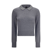 PINKO Rhinestone-decorated collar Sweater