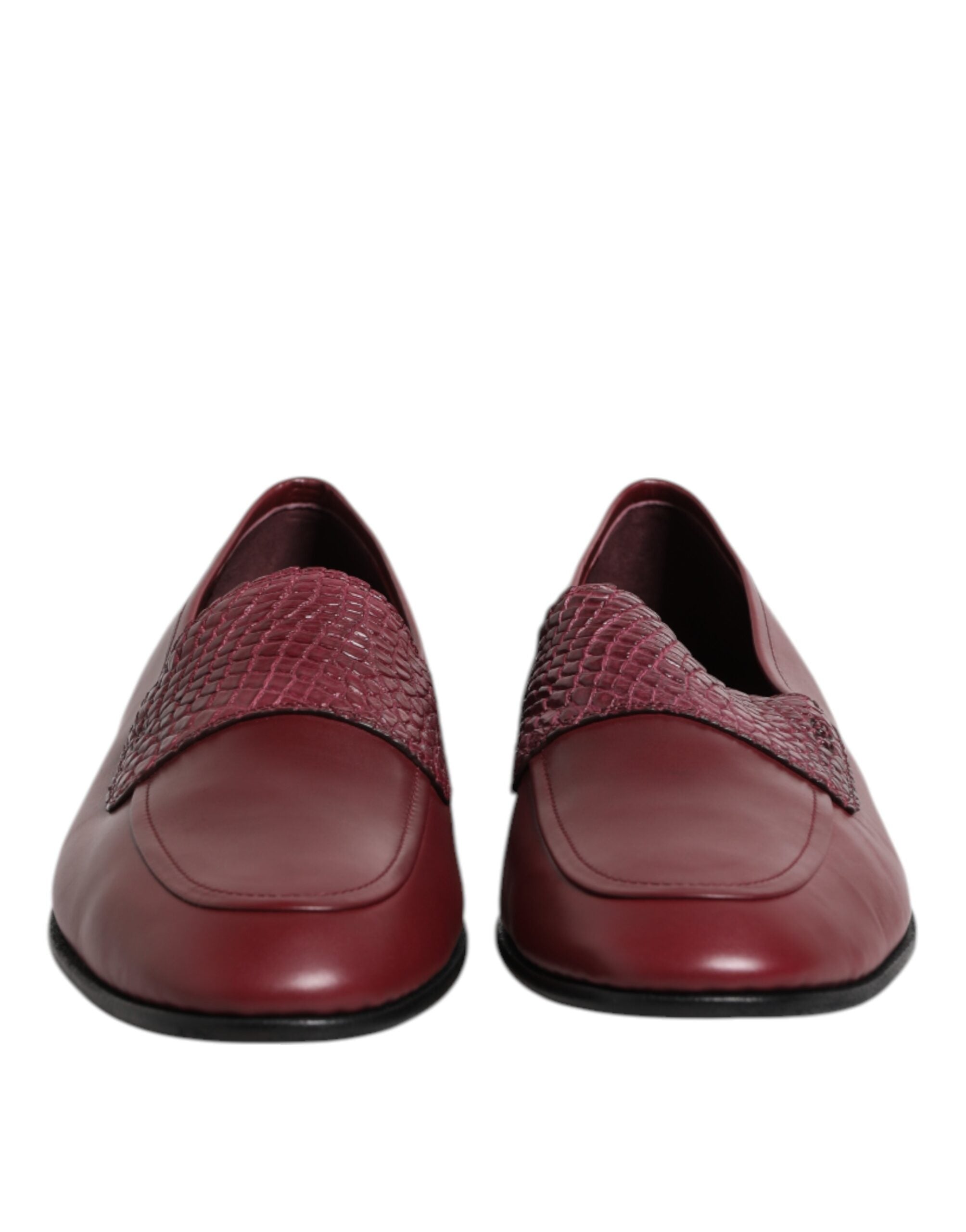 Dolce & Gabbana Burgundy Calfskin Leather Formal Slip On Shoes - ACCEXO