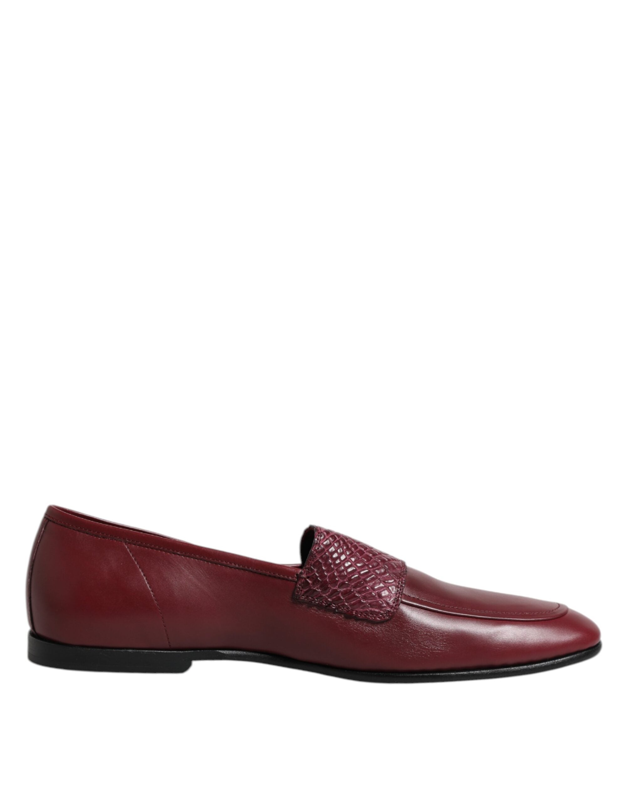 Dolce & Gabbana Burgundy Calfskin Leather Formal Slip On Shoes - ACCEXO