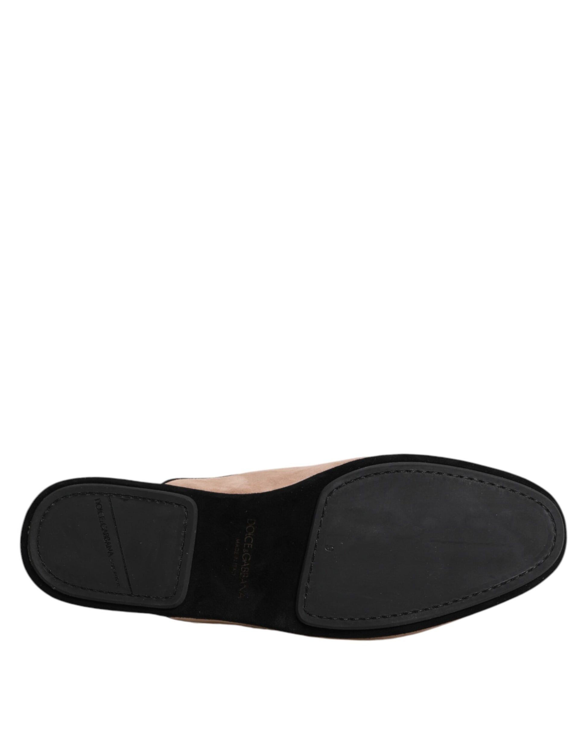 Dolce & Gabbana Beige Capra Suede Slides Flat Slipper Shoes - ACCEXO